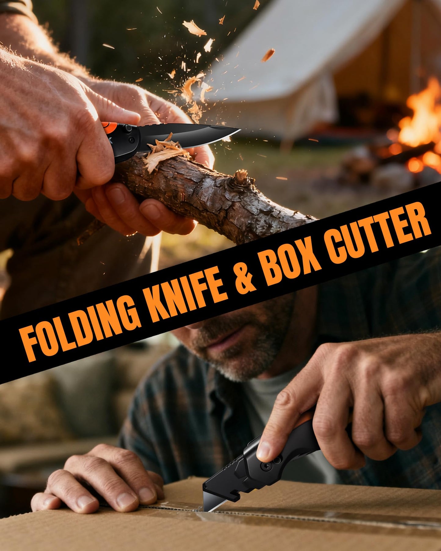 VOTREK 4-in-1 Multitool Folding Utility Knife Box Cutter, Pocket Knives with Belt Clip, Quick-Change Razor Knife with Blade Storage, Navajas para Trabajo,Fathers Day Dad Gifts, Extra 10 SK5 Blades