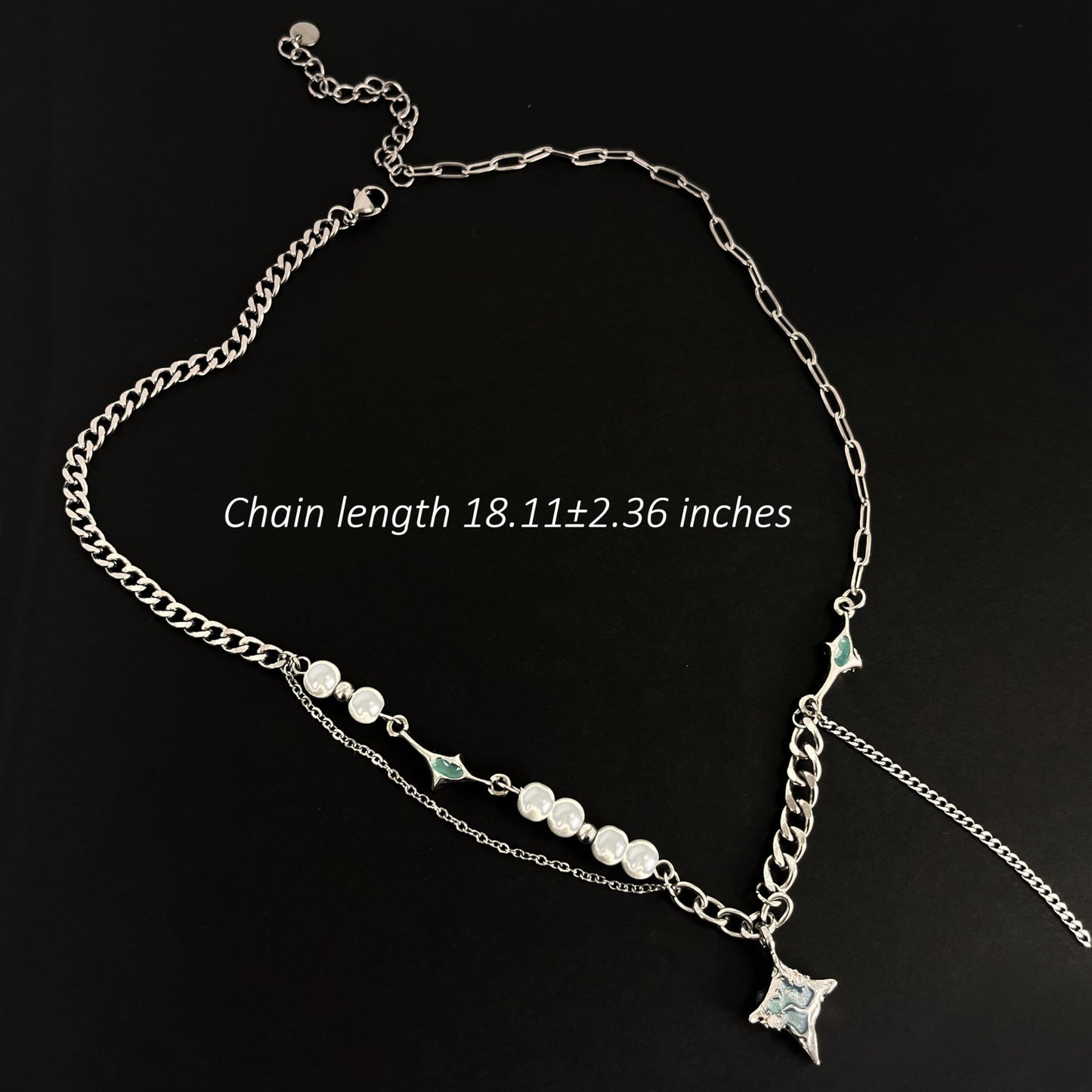 Y2k Irregular Starlight Necklace for Women Spliced with Tassel Pearl Jewelry Collar Chain Women 17.71 Inch