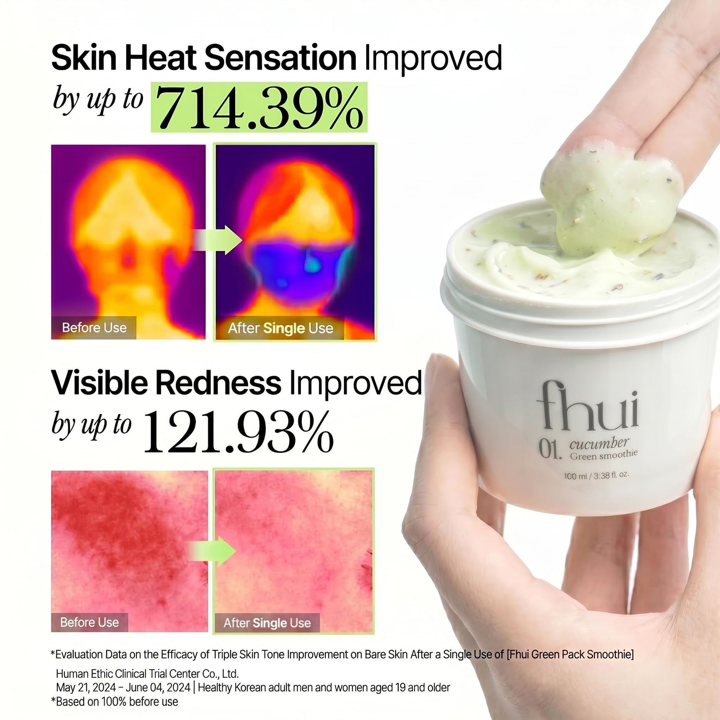 Cucumber Basil Face Mask Korean Skincare | Cooling Wash-Off Mask for Redness Relief & Sensitive Skin | Green Smoothie Mask with 3,500ppm Cucumber, Glutathione & 10 Types Hyaluronic Acid | K-Beauty