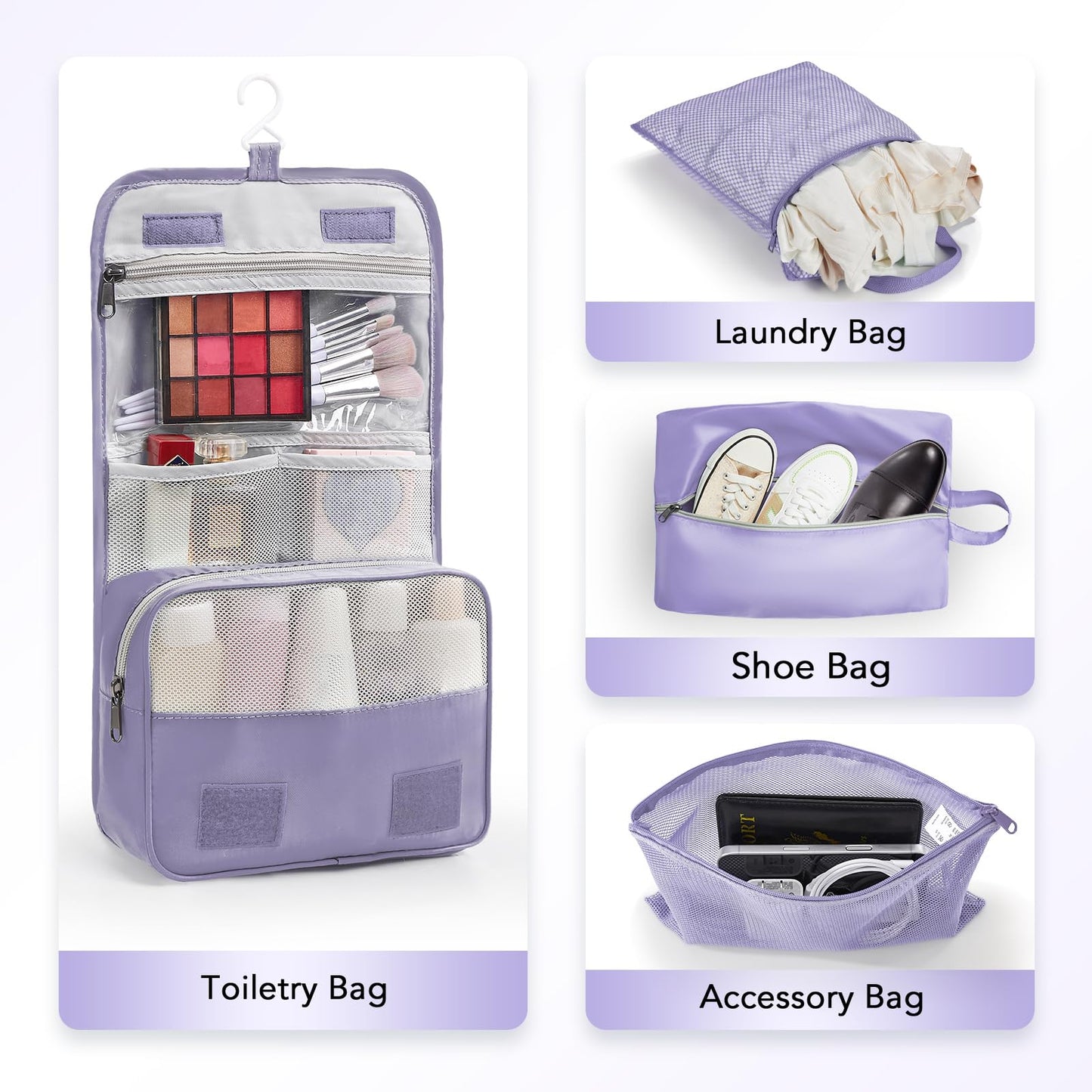8 Set Compression Packing Cubes for Travel Essentials,Compressible Expandable Packing Cubes for Suitcase,OlarHike Luggage Organizer Bags for Travel,Handy Helper for Organizing Clothes(Purple Gray)