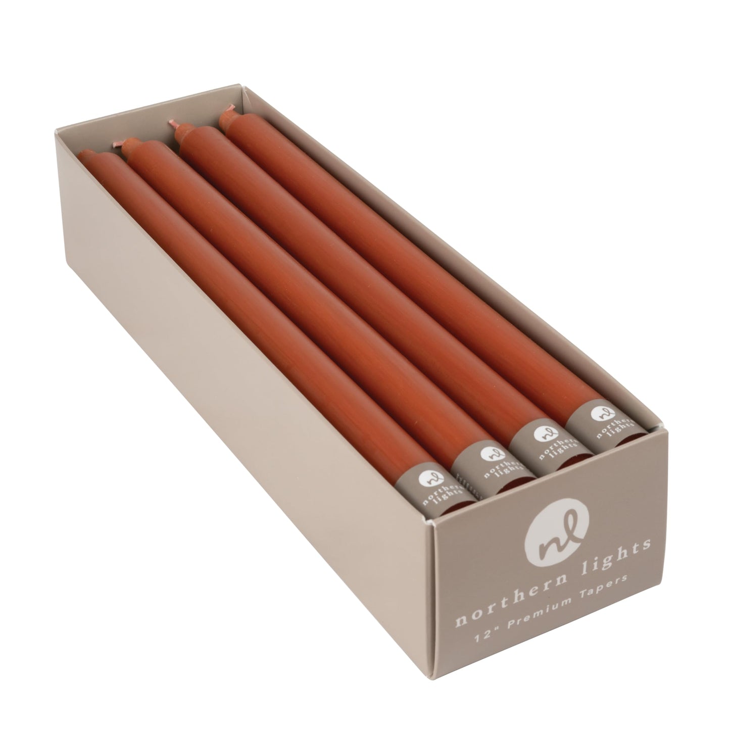 Northern Lights Candles - 12" 12pk Tapers - Terra Cotta - 72799"