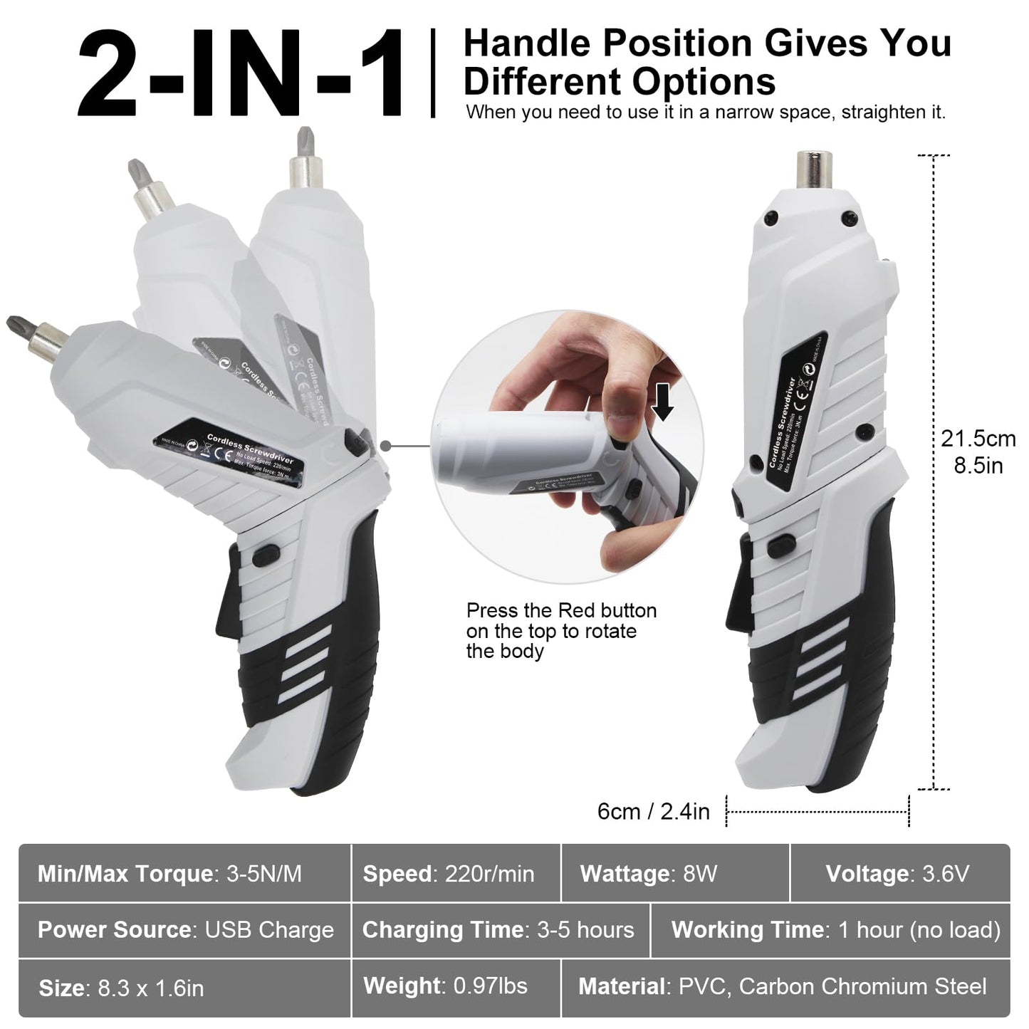 Small Electric Screwdriver, Mini Drill Set, Rechargeable 3.6V Cordless Screwdriver with 47 Driver Bits, Power Tool for Small Projects & Home Use