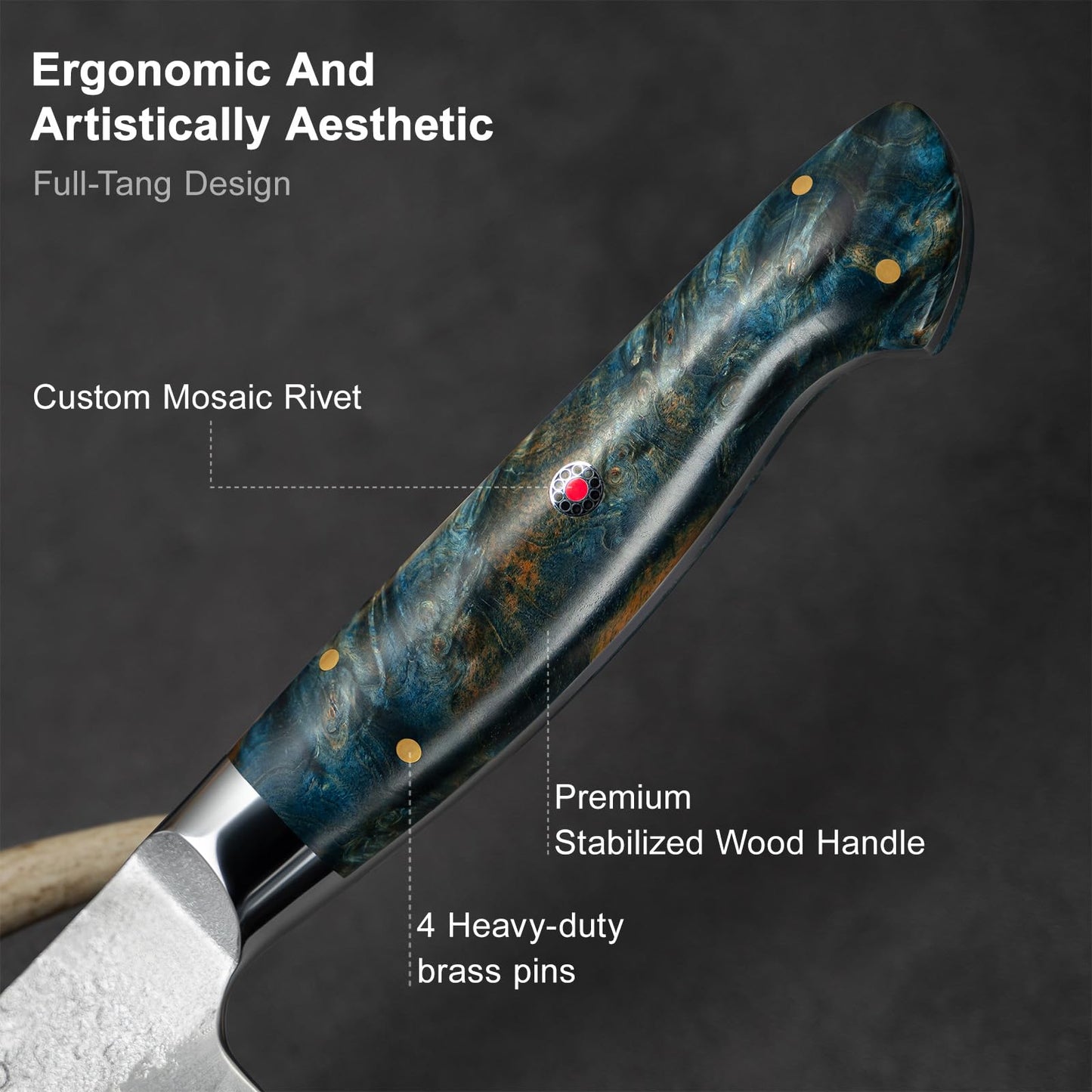 KAWAHIRO Japanese Chef Knife with SG2 Powder Steel, 8.27 inch Professional Gyuto Knife, Hand Forged Kitchen Knife with Premium Stabilized Wood Handle and Wood Gift Box