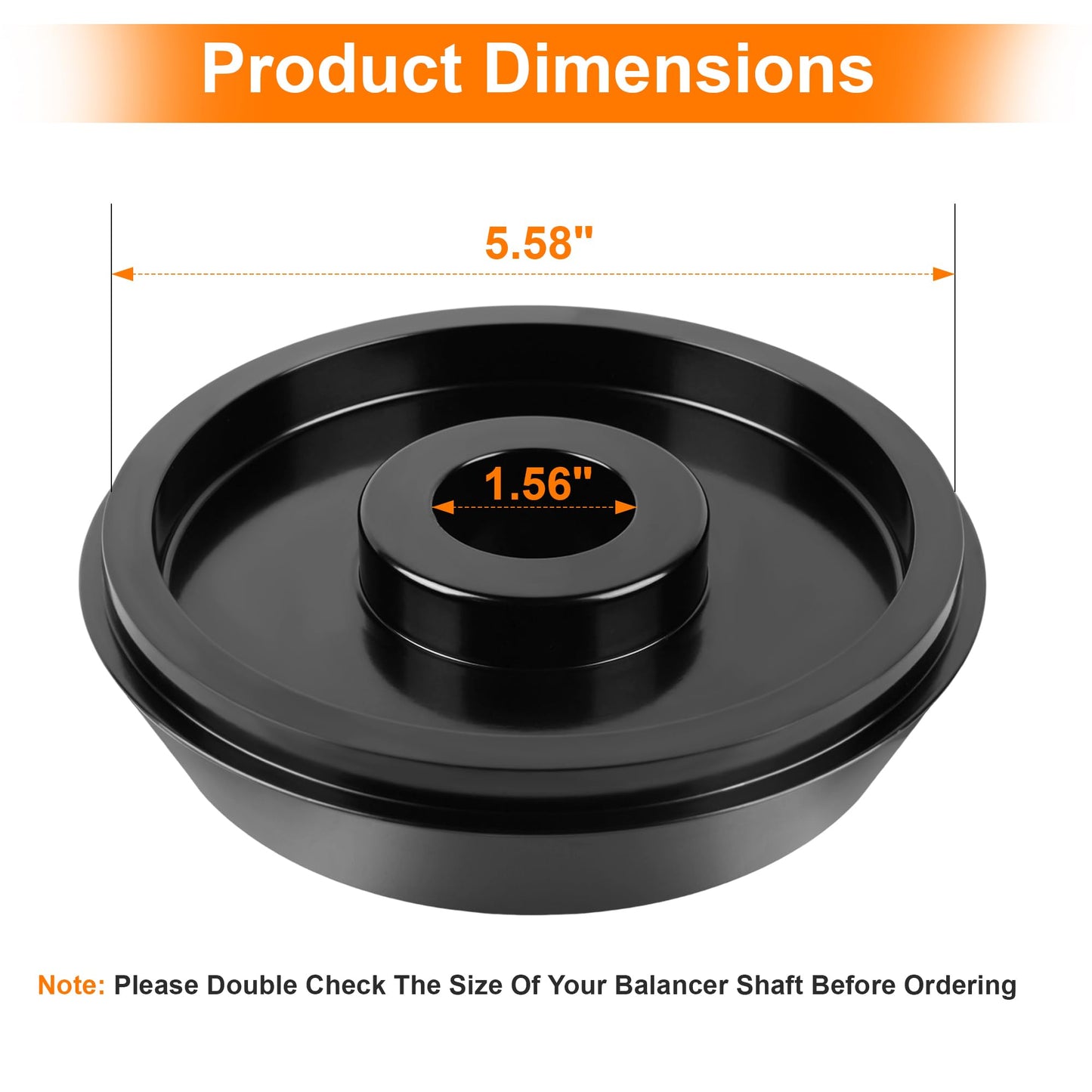 Wheel Balancer 6" - 7" Large Tapered Cone for F450 & F550 Trucks - Fits Accuturn, Bosch, CEMB, Coats, Corghi, FMC, Hofmann, Hunter, John Bean, Kwikway, Snap-On with 40mm Shaft-Black