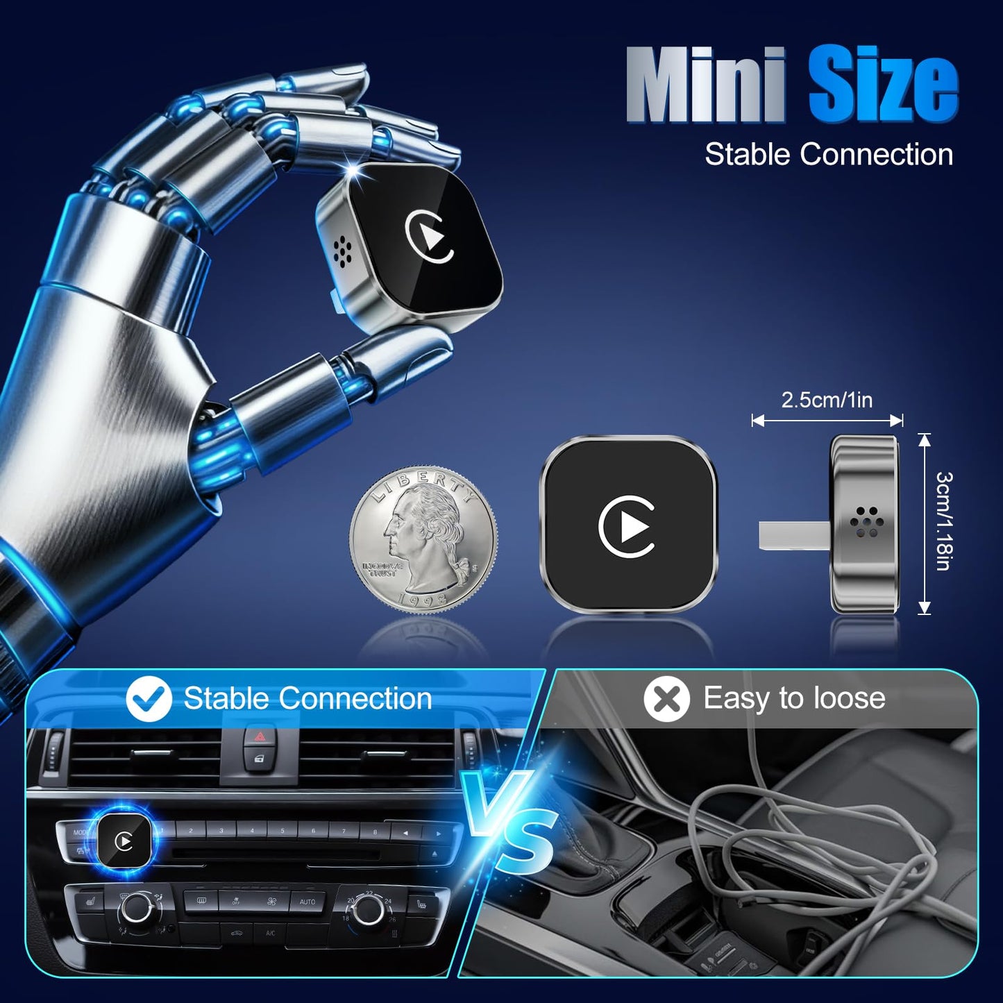 shenghuo 2026 Wireless Car Adapter - Universal Smart Screen Converter, USB-C/Type-C,Plug & Play, Zero Delay Needs Built-in Vehicle System (Silver)