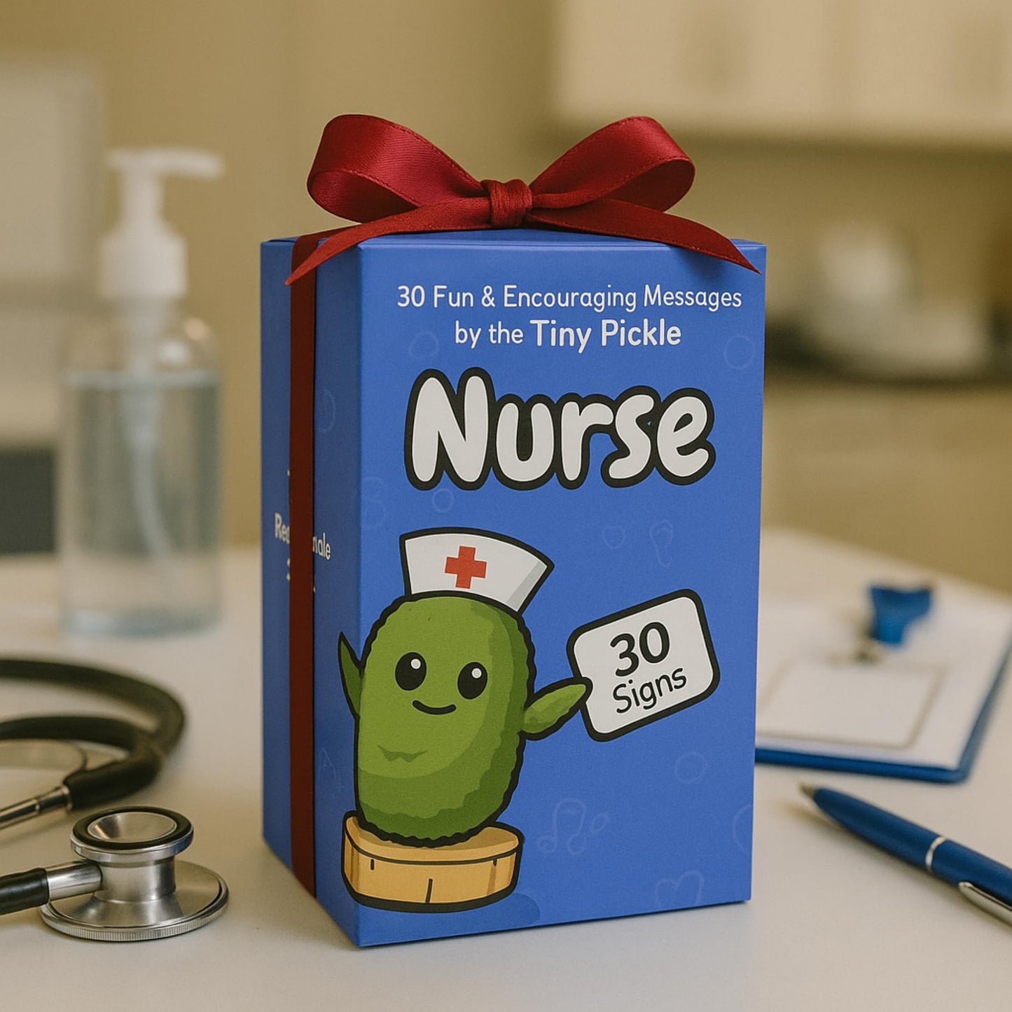 Nurse Gifts for Women - Positive Pickle Crochet W/ 30 Appreciation Cards | Funny Gift for Nurse Week, Birthday, Mothers Day, Nursing School Graduation, Bulk Staff Presents for RN, LPN, School Nurses
