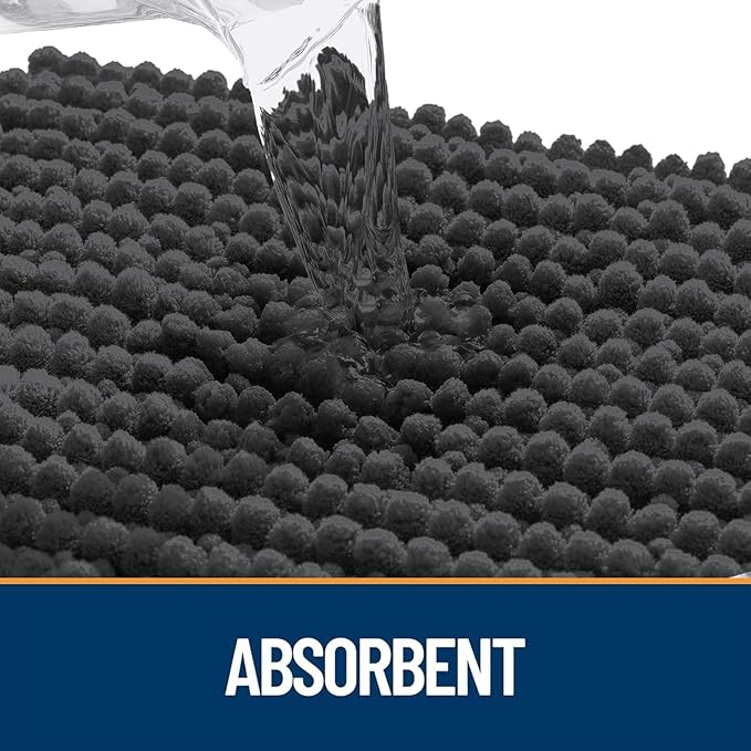 OLANLY Dog Door Mat for Muddy Paws 44x32, Ultra Absorbent Chenille Mud Doormat, Non-Slip Washable and Dirt Trapping Doormat for Indoor Entryway, Quick-Dry Indoor Pet Bed Mats for Dogs, Dark Grey
