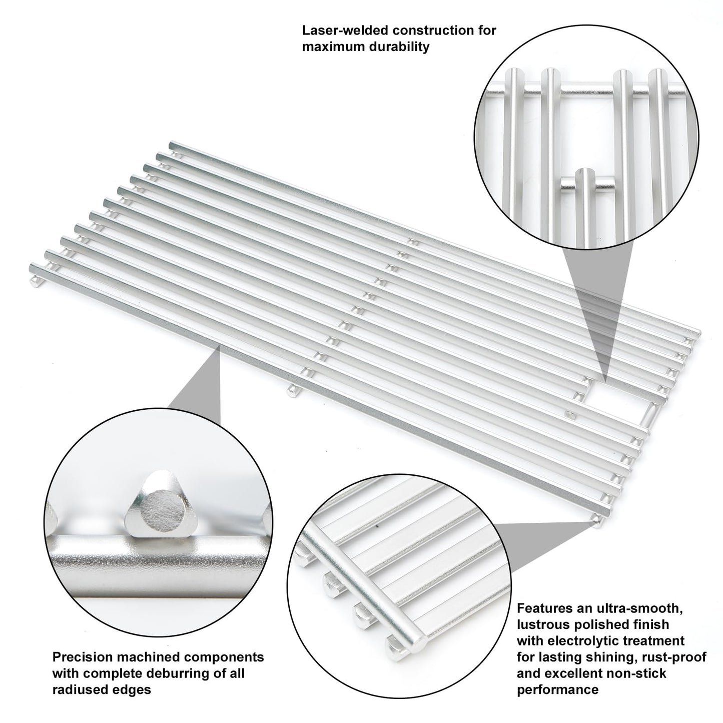 J＆HYBBQ 4 Pcs 18" Triangle Rod Grill Grates Replacement Parts for Blaze Grill for 3, 4, or 5 Burners, 18 x 7-3/8 Inch Stainless Steel BBQ Grill Grate