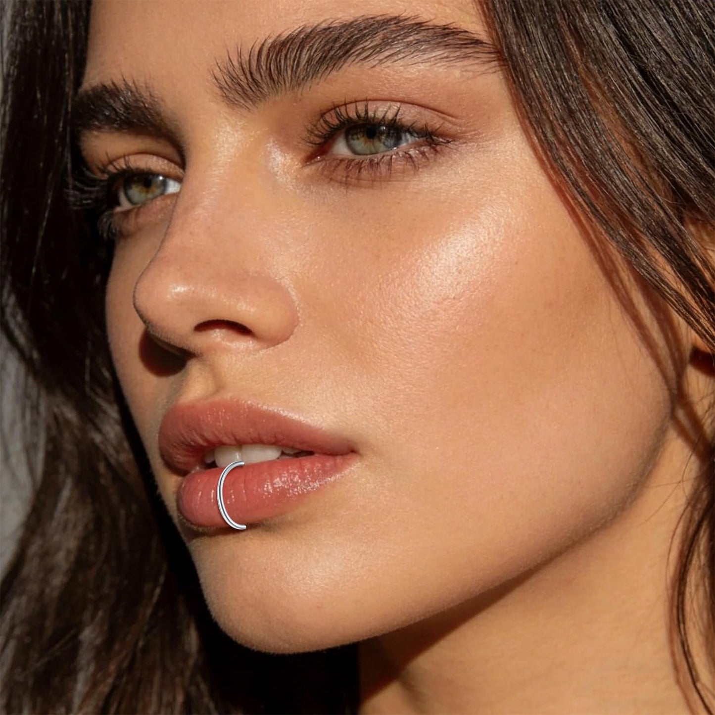 JFORYOU FORYOU Fake Nose Ring Fake Nose Piercing Fake Nose Rings Hoop for Women Clip on Non Pierced Faux Nose Piercing Faux Body Piercing Jewelry for Women Men