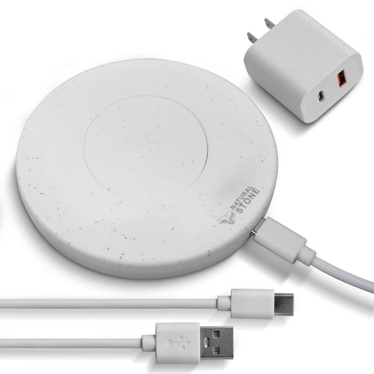 15W Fast Wireless Charger – Stone Wireless Charging Pad w/ 20W USB-C Adapter, LED Indicator, Overheat & Short Circuit Protection