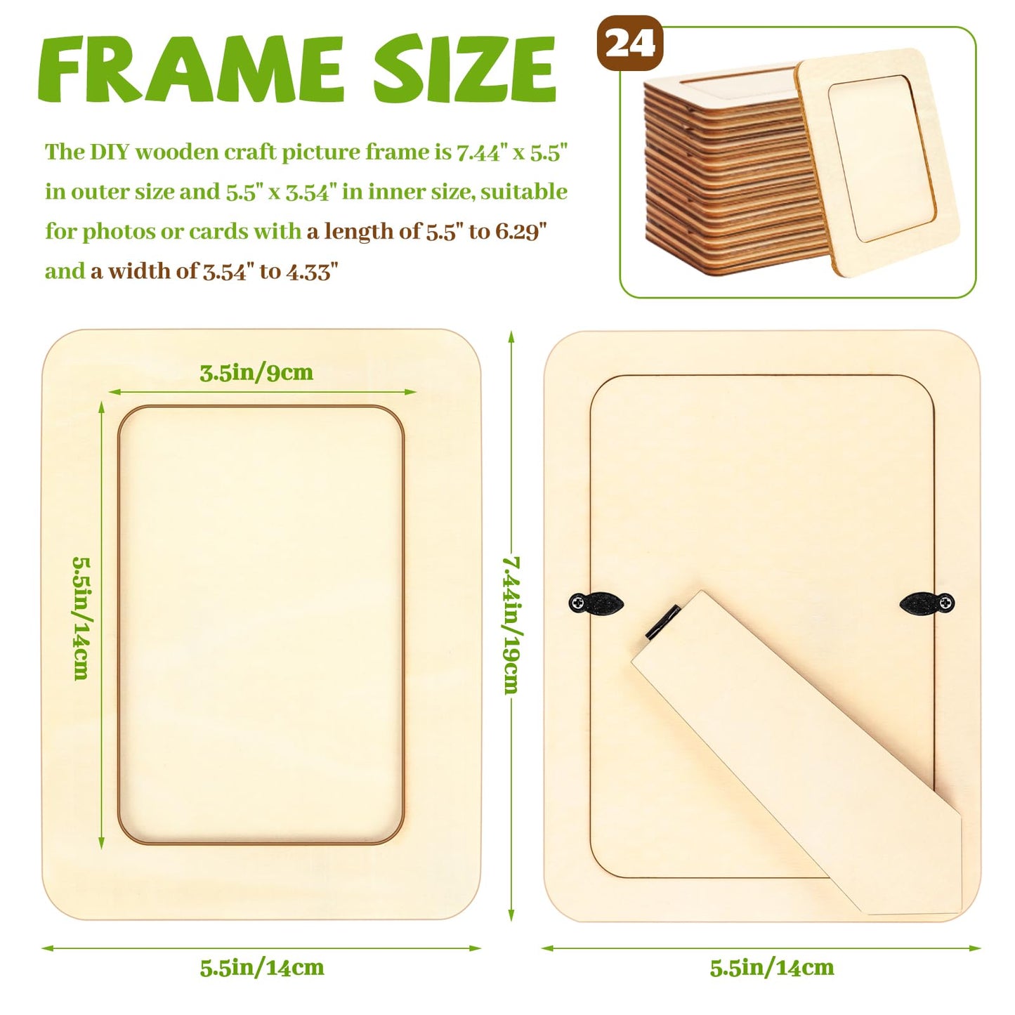 VOKOY 24 Pack Wooden Picture Frames for Crafts, DIY Wood Picture Painting Frames Kit for 4" x 6" Photos,Unfinished Wood Photo Frame DIY Wooden Crafts Decorate for Mother's Day Birthday Party Gifts