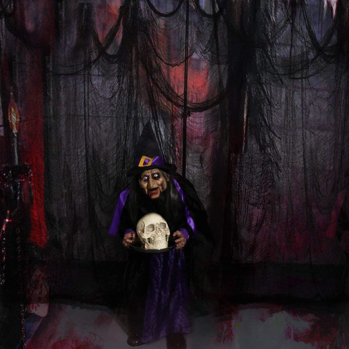 Evoio Halloween Decorations Creepy Cloth, 200 X 80inch Black Scary Gauze Spooky Cloth, Freaky Loose Creepy Clothes, Halloween Decorations for Haunted Houses Outdoor Indoor Yard Cauldron Wall Decor