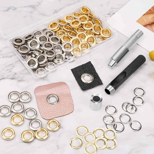 120 Sets Grommet Tool Kit 1/2 Inch, Cridoz Grommet Eyelets Kit with Setting Tools and Storage Box for Fabric, Tarps, Curtains