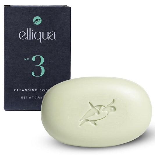 Elliqua No.3 Aloe Vera & Kaolin Clay Soothing Body Skincare Bar - Sulfate Free Cucumber Mint Scented Sensitive Skin Bar Soap - Non Toxic Purifying Triple Milled Plastic Free Body Wash Bar - 3.5 oz