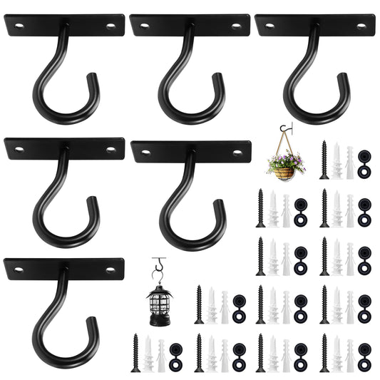 6Pack 2.5Inch Ceiling Hooks for Hanging Plant, Hanger for Indoor and Outdoor Plant Pots Holder, Wall Hook for Planters, Flower Basket, Wind Chimes, Lanterns, Lights, Bird Feeders, Home Decor