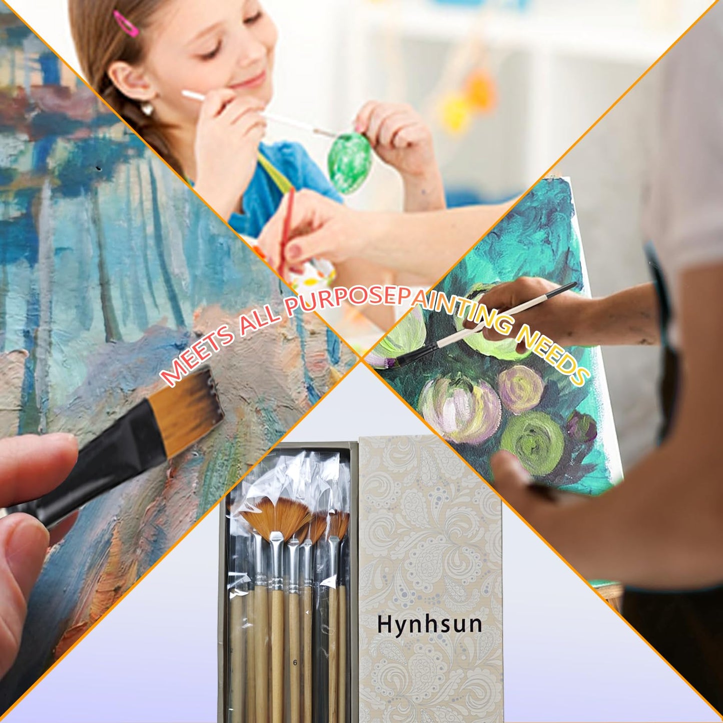 33 Pieces Paint Brush Set, Artist Series, Nylon Bristles with Round, Filbert, Flat, Fan, Angle, Detail Brush, Palette Knife,Suitable for Artists and Beginners for Acrylic Painting, Oil, Watercolor..