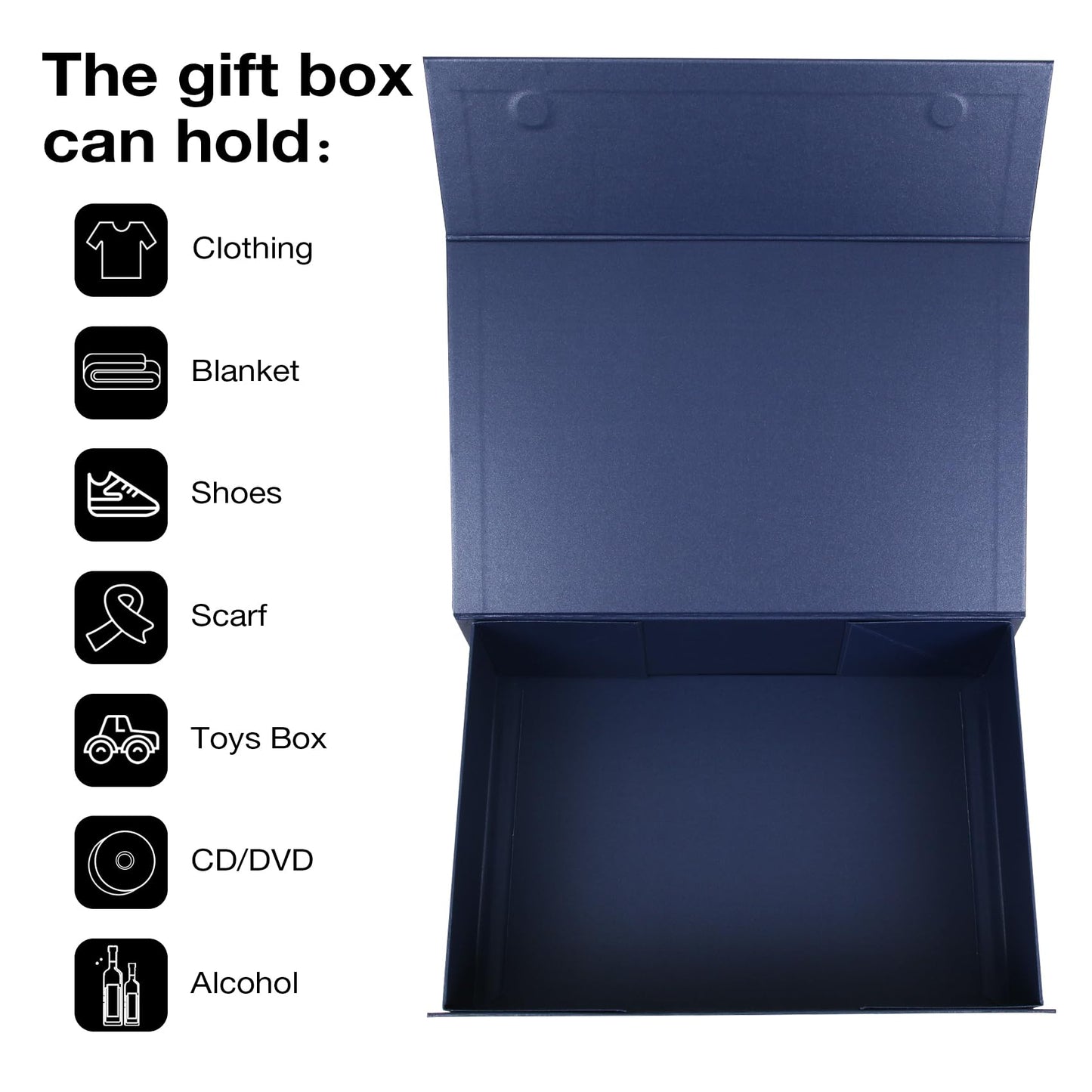 Aimyoo Navy Blue Collapsible Gift Box with Magnetic Closure Lids 13.8x9x4.3 in, Large Bridesmaid Groomsman Proposal Boxes, Rectangle Present Box for Graduation Birthday Storage 1 Pack