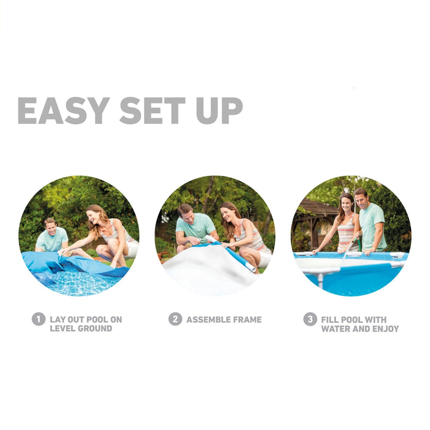 Intex Metal Frame 12 ft x 30 in Round Above Ground Outdoor Backyard Swimming Family Pool for Kids and Adults Ages 6 and Up, Blue