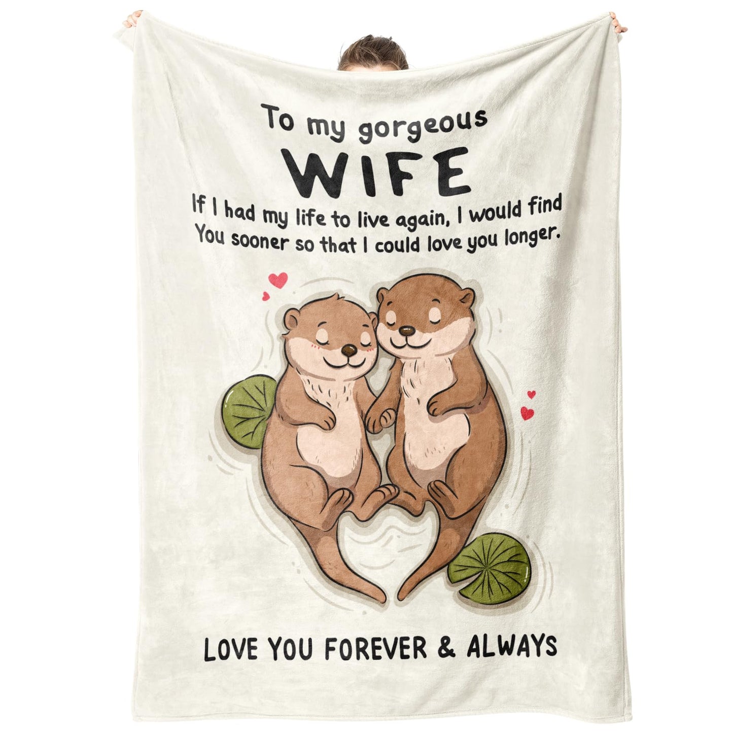 BeneCharm Mothers Day Wife Gift, Wife Birthday Gift Ideas, to My Gorgeous Wifey Blanket, Wedding Anniversary Romantic Gifts for Wifey, Valentines I Love You Present for Her, (60'' X 50'', Beige)