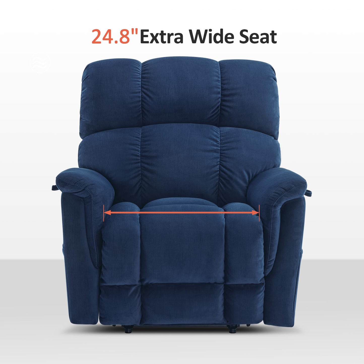 MCombo Large-Wide Dual Motor Power Lift Recliner Chair, Massage and Dual Heating for Elderly People, Infinite Position, Fabric R7166 (Navy Blue)