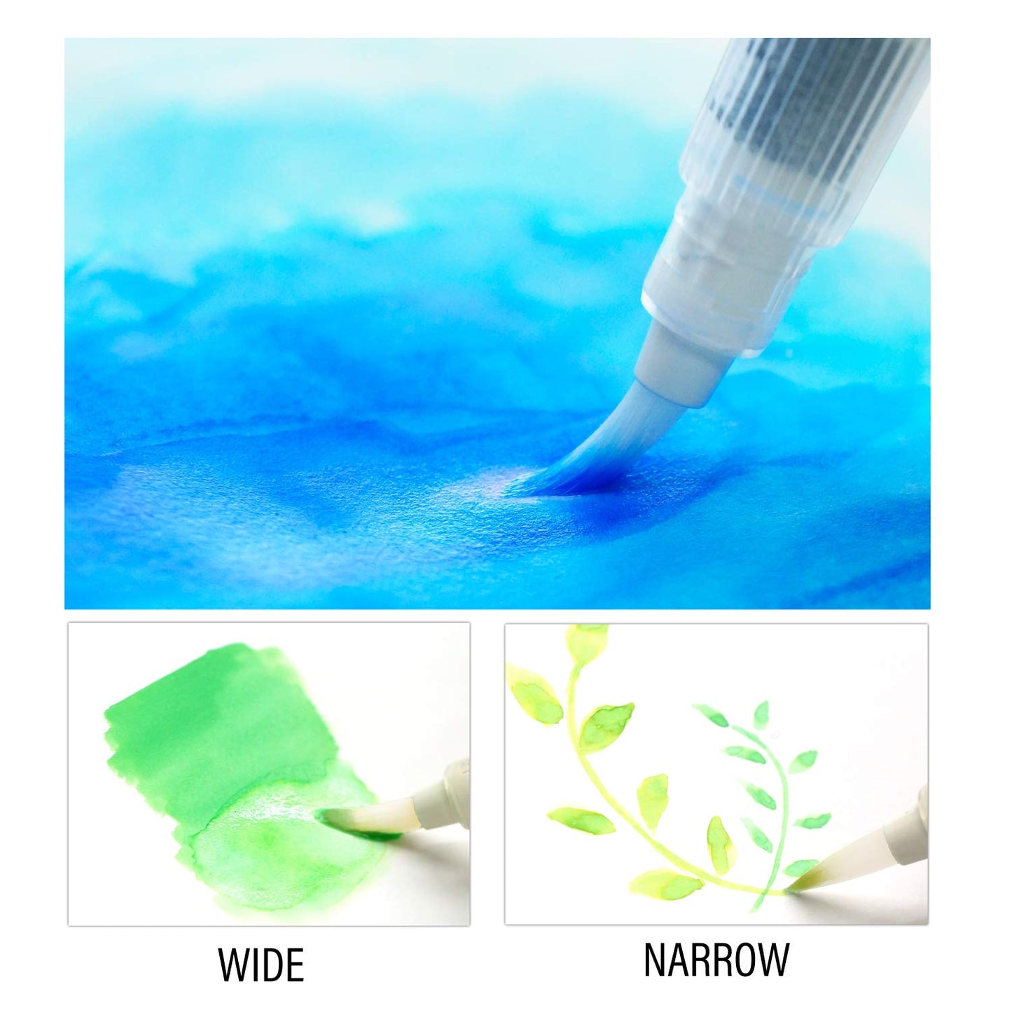 Kuretake WATERCOLOUR TRANSPARENT 14 colors set with fineliner pen and water brush pen, Portable, In a compact box, Vibrant watercolors, For professional and hobbyist, AP-Certified, Made in Japan