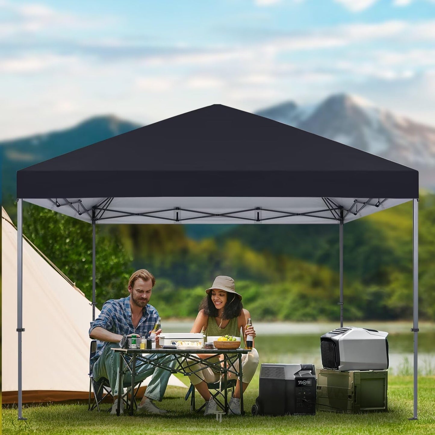 8x8 Canopy Replacement Top Only,Waterproof Pop Up Canopy Tent Top Replacement Cover Roof with Windproof Ropes for Straight Leg Frame, 420D Polyester for Outdoor Garden Pavilion Sun Shade(Black)