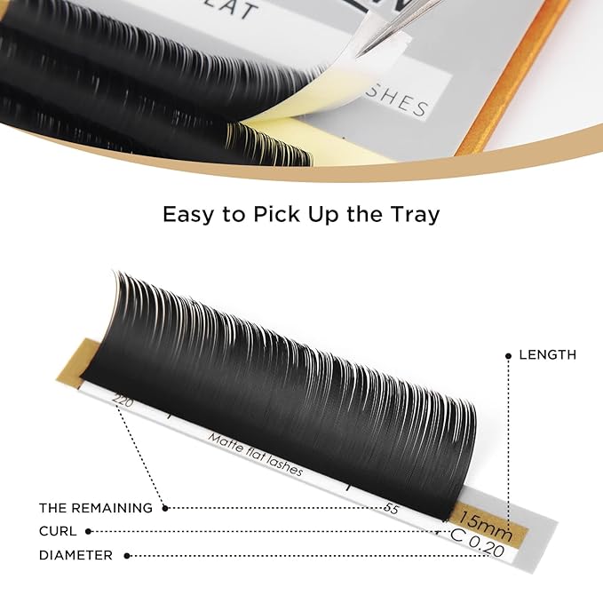 LASHVIEW Eyelash Extensions,Ellipse Flat Eyelash Extensions 0.15mm D Curl 8-15mm Mixed Tray, Black,Individual Lashes,Super Matte Extremely Soft Professional Salon Use