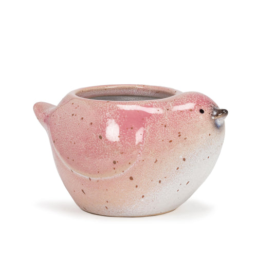Abbott Collection Stoneware Bird Planter - Pink, Small (3" H)