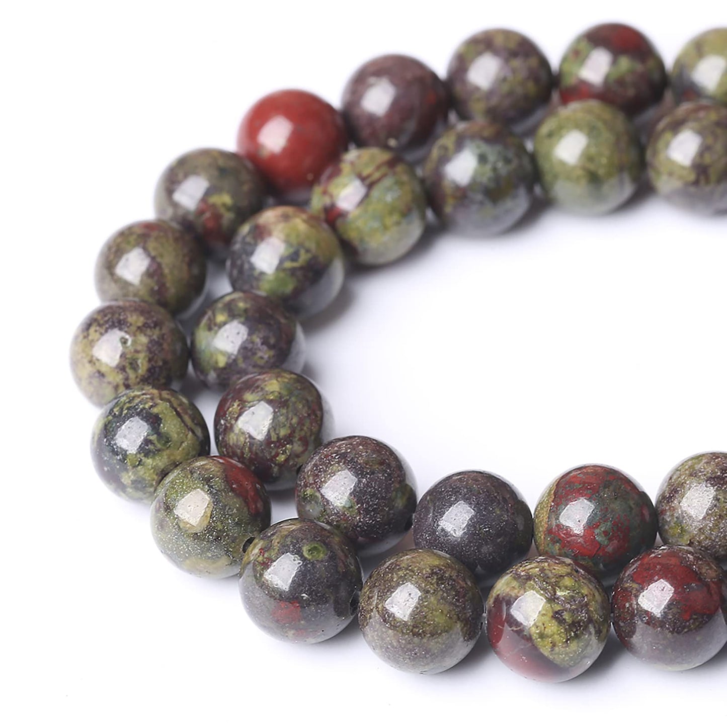 Natural Dragon Blood Jasper Beads Round Loose Energy Healing Stone Beads for Jewelry Making DIY Bracelet 10mm 38pcs 15 Inch