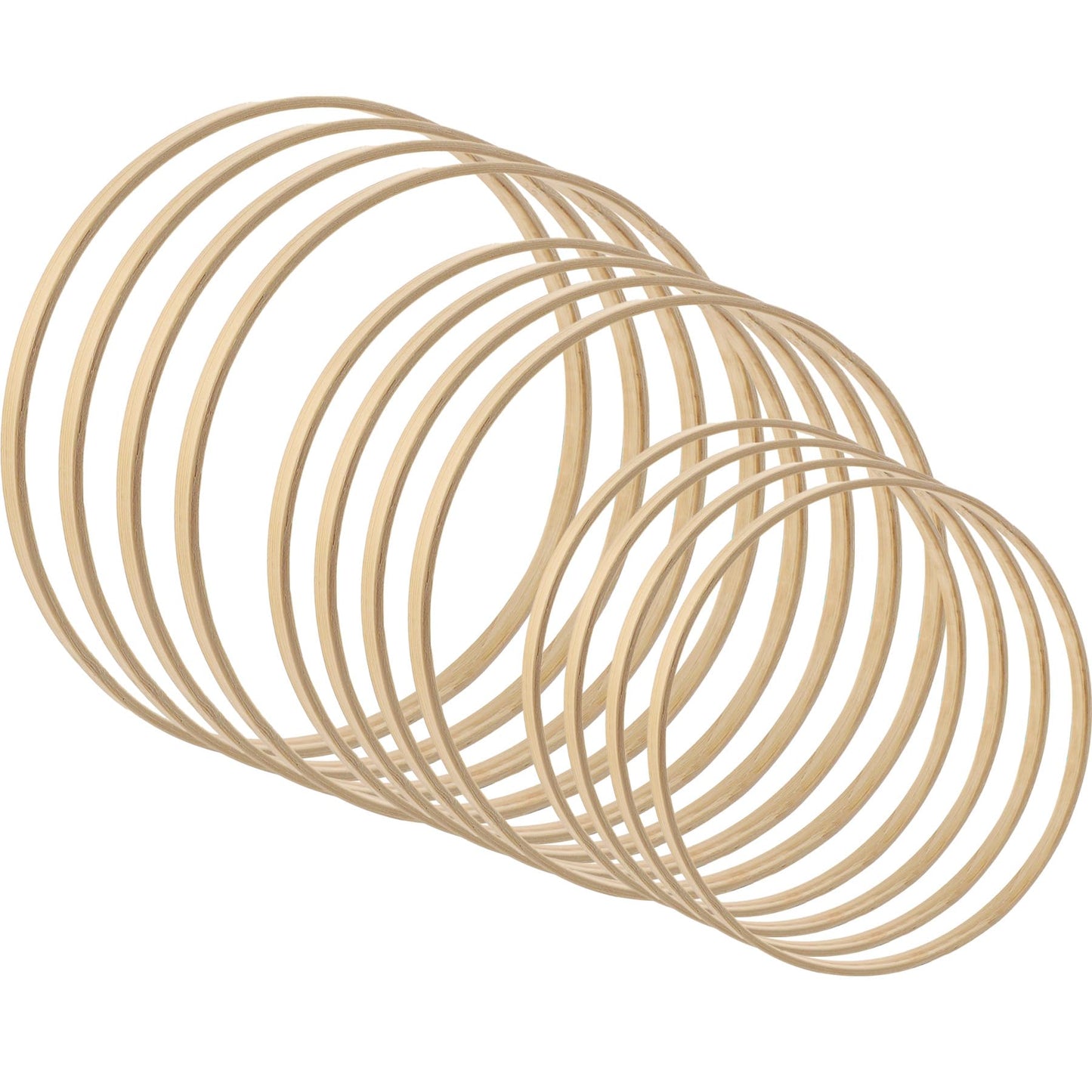AUEAR, 12 Pack Wooden Bamboo Floral Hoop 3 Sizes Macrame Rings Dream Catcher Craft Hoops Ring for DIY Wedding Wreath Wall Hanging Catchers Crafts (8 Inch/10 Inch/12 Inch)