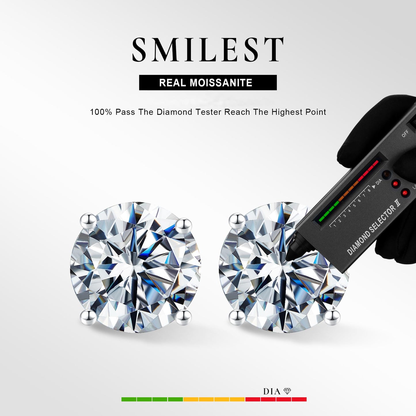 SMILEST Moissanite Earrings for Men Women, 1ct Lab Created Stud Earring Moissanite Earrings Screw Back Mens Stud Anniversary Birthday Gifts for Her Wife