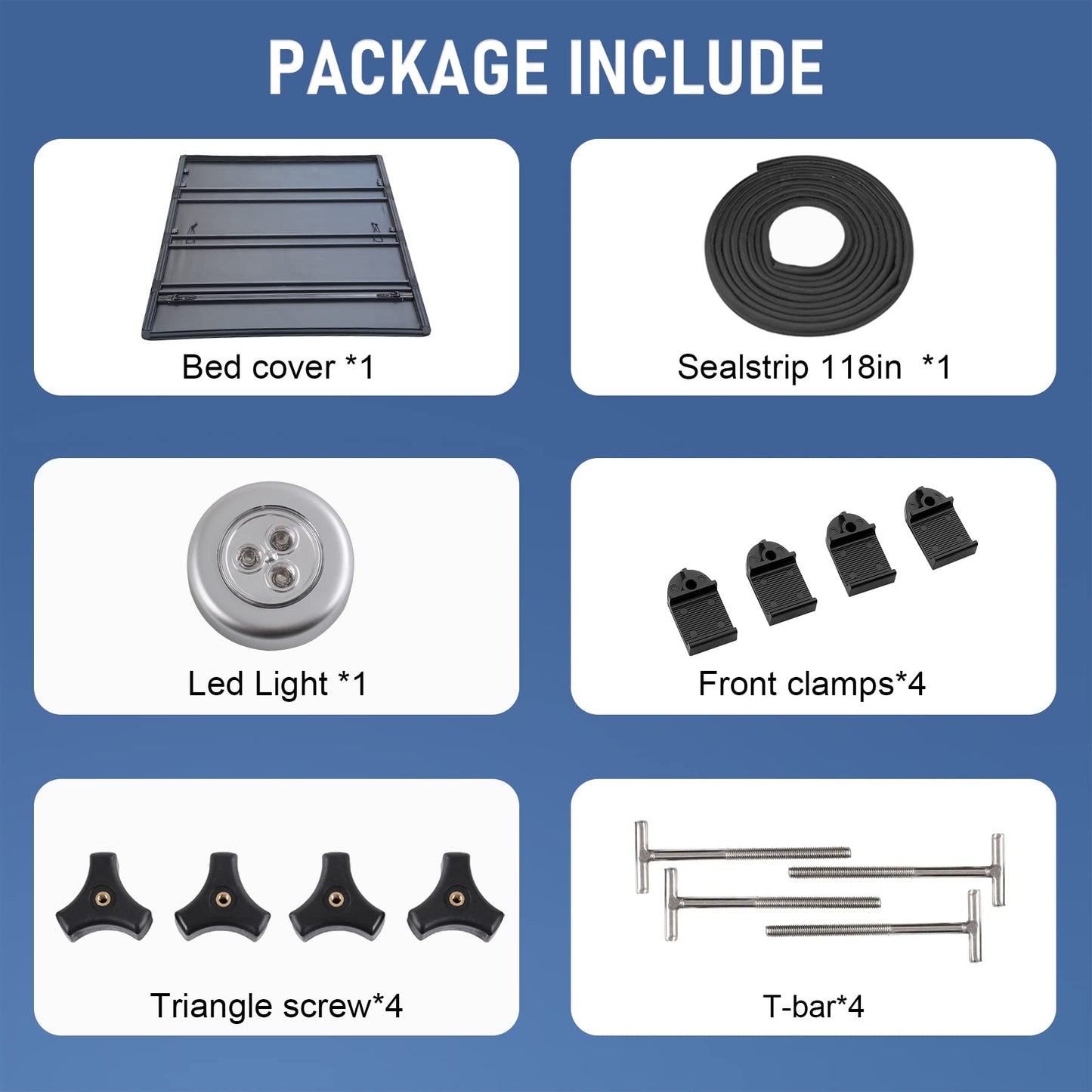 CARMOCAR Soft 4-Fold Truck Bed Tonneau Cover for 2019-2024 Replacement for Ford Ranger 6FT,Pickup Truck Bed Cover Accessories with Led Light(NOT for Models with Factory Utility Track Sys. & Roll Bar)