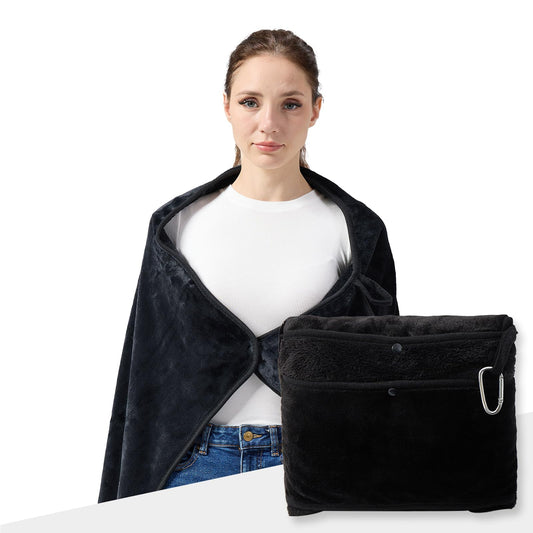 SHINEDOOR Travel Blanket, Black