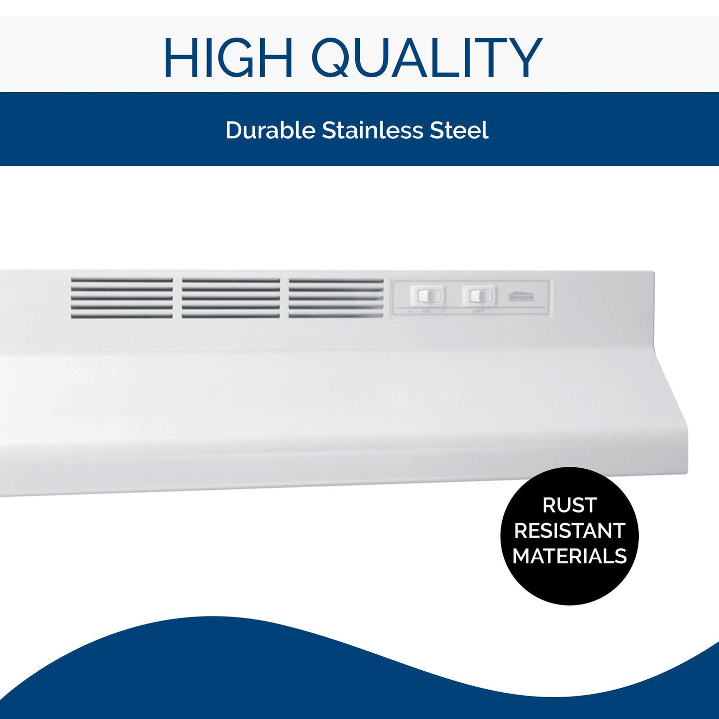 Broan-NuTone BUEZ124WW Non-Ducted Ductless Range Hood with Lights Exhaust Fan for Under Cabinet, 24-Inch, White