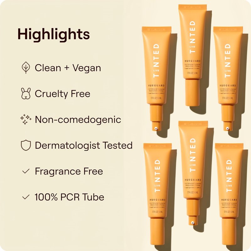 Live Tinted Hueguard® 3-in-1 Mineral Sunscreen, Moisturizer, & Primer for Face and Body - Hydrate and Protect the Skin Year Round - SPF 30, 1.7 Fl Oz