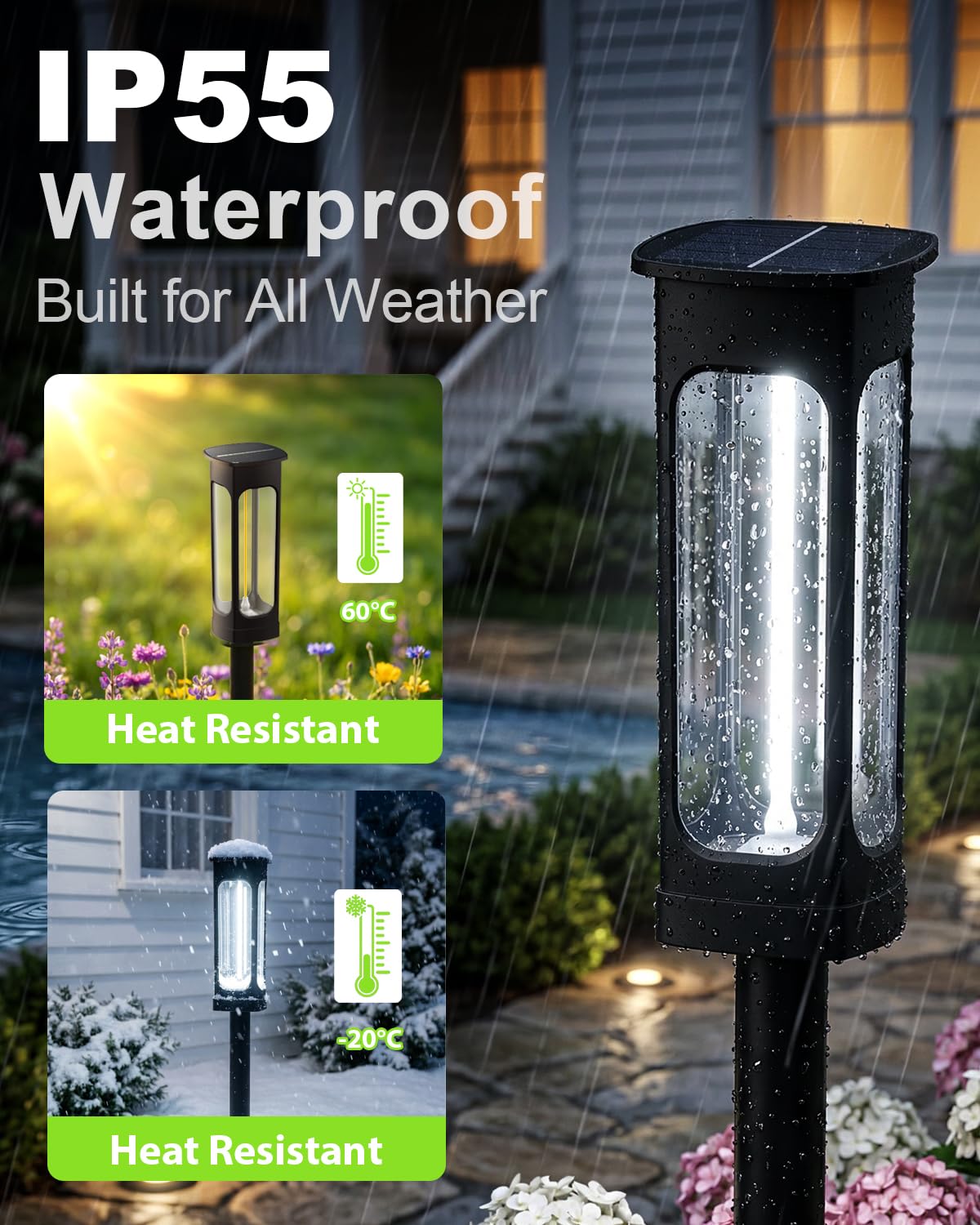 Solar Pathway Lights Outdoor 6 Pack, Upgraded Brighter 6 Inch extended filament Solar Garden Lights, Waterproof Up to 15 Hrs Lighting for Yard Garden Walkway Driveway Landscape Patio Decor （White）