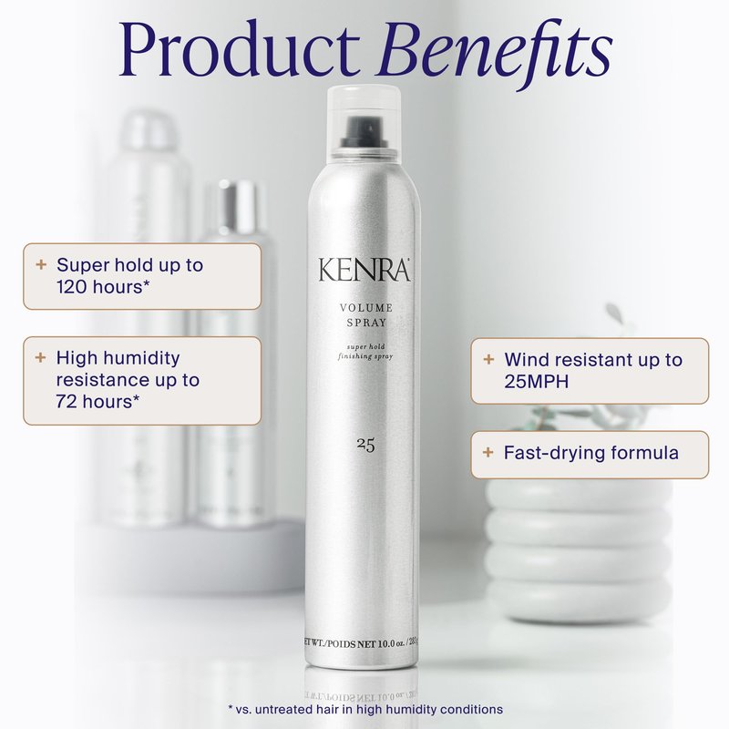 Kenra Professional Volume Spray 25 80% | Super Hold Finishing & Styling Hairspray | Flake-free & Fast-drying | Wind & Humidity Resistance | All Hair Types | 16 oz