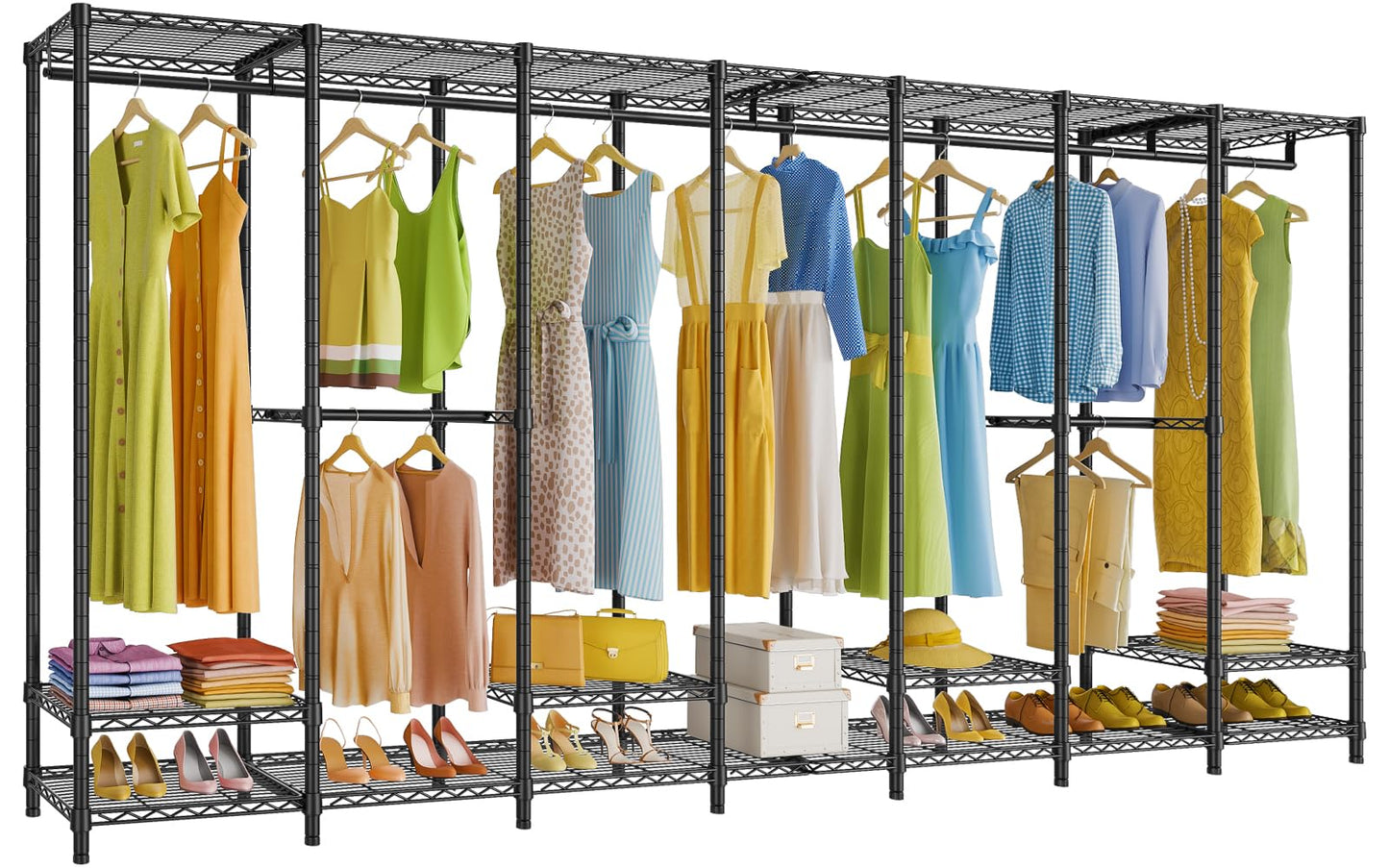 VIPEK V70 Extra Large Clothes Rack Heavy Duty Garment Rack, Freestanding Wardrobe Metal Closet for Hanging Clothes, Bedroom Organizer and Storage, Max Load 1670lbs, Black