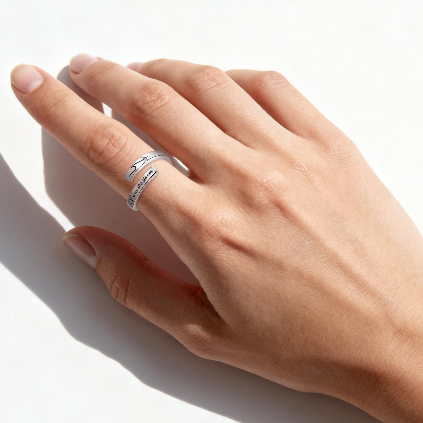 JXJL S925 Sterling Silver Inspirational Jewelry Rings Adjustable Ring Personality Encouragement Gift for Teens Women 9#