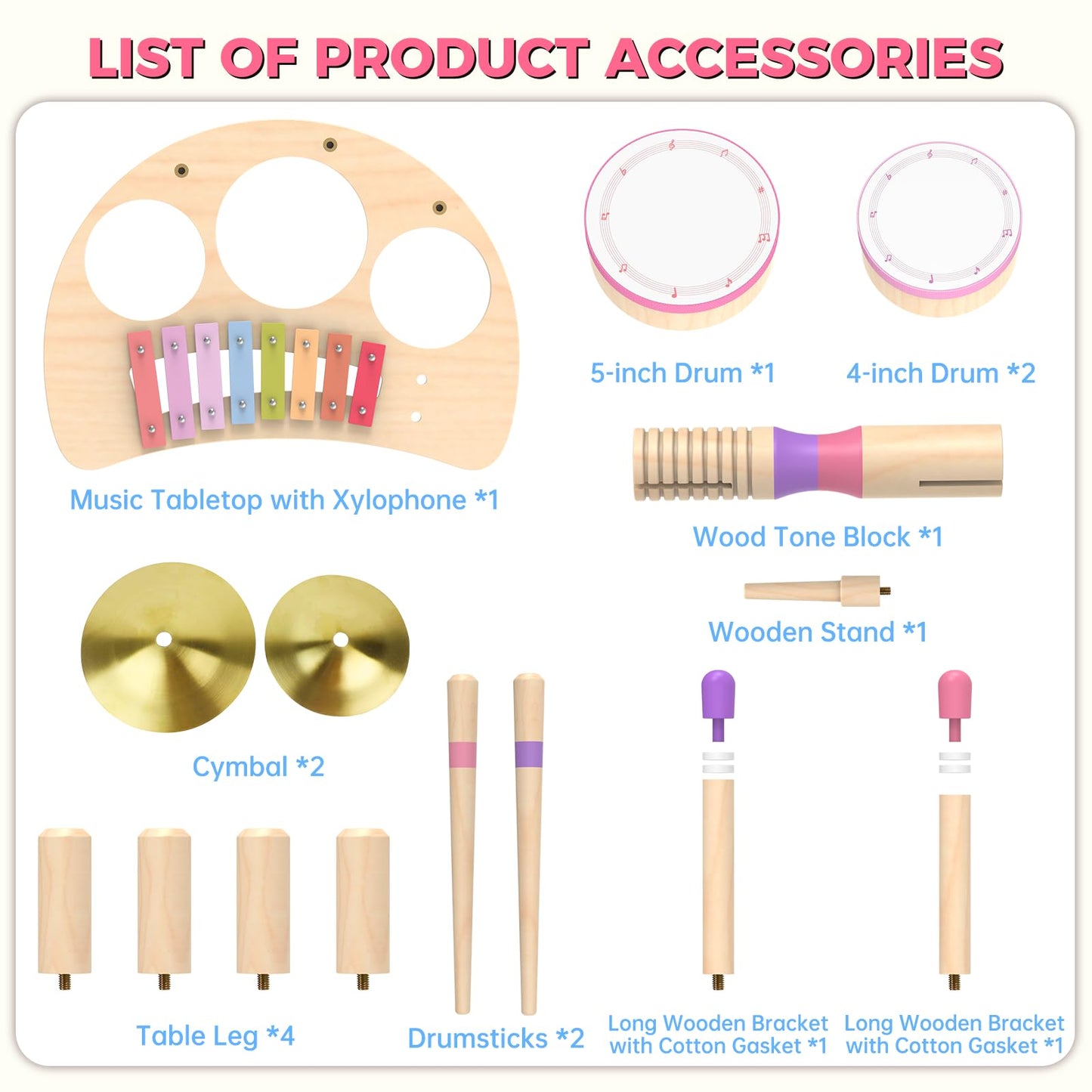 Toddlers Drum Set Toys for 1 2 3 Year Old Girls,Montessori Music Toy for Toddlers 1-3,Baby Drum with Xylophone,Musical Instruments Toy, Kids Birthday Gifts for Baby 18+ Months (Pink)