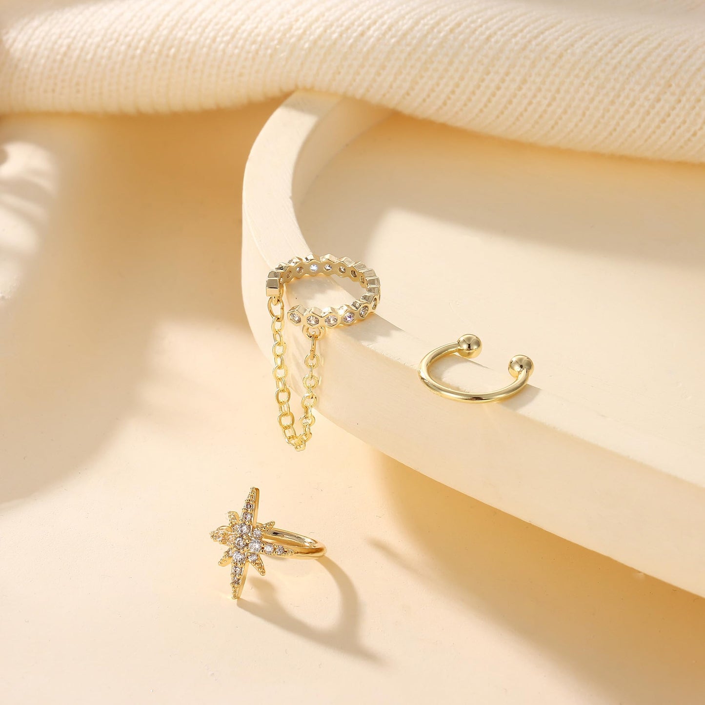 Dochais Ear Cuffs Non-Piercing Earrings for Women Cute Small Clip-On Cartilage Earring 14k Gold Plated Dainty Fake Piercings Earings Gold Style4
