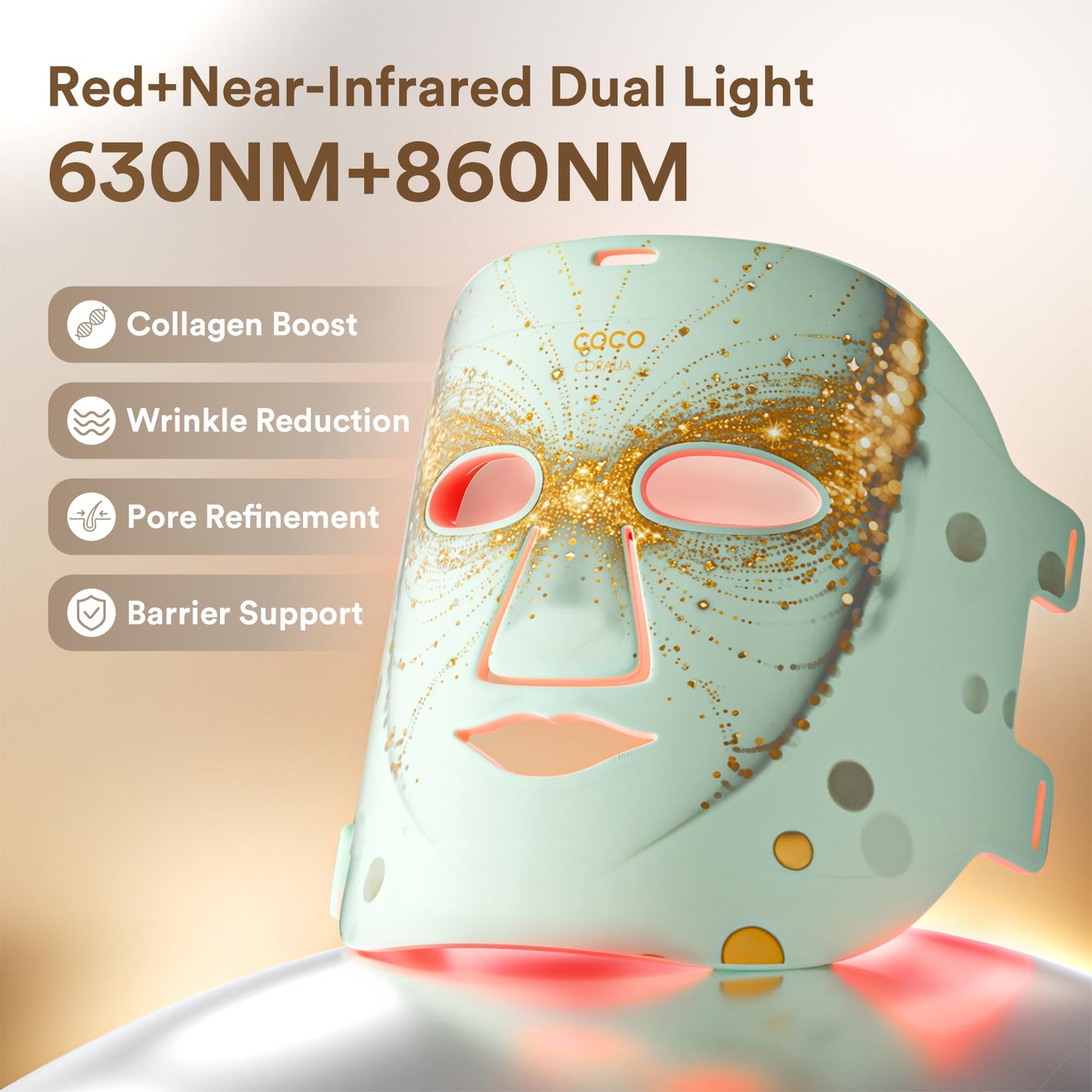 Red Light Therapy for Face, Red, Blue and Near-Infrared Light Therapy Mask for Face, Anti-Wrinkles & Facial Skincare, Portable & Rechargeable, LED Face Mask Light Therapy for Fine Lines and Blemishes.