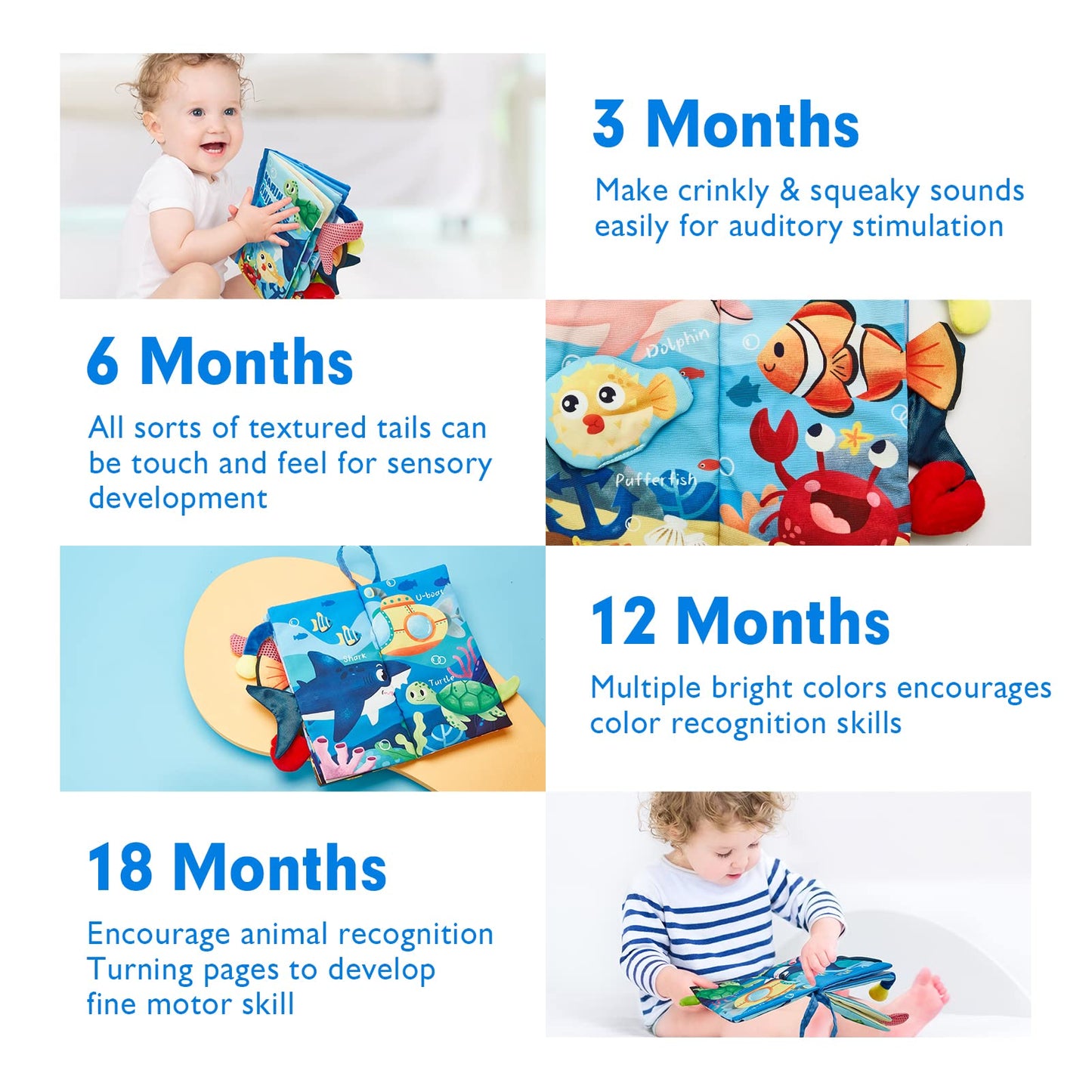 hahaland Baby Books 0-6 Months, Infant Tummy Time Toy Baby Toys 6 to 12 Months Touch Feel Book Baby Gifts for Boy Girl 0-3 Months Learning Toy Baby Birthday Easter Basket Stuffers(Single)