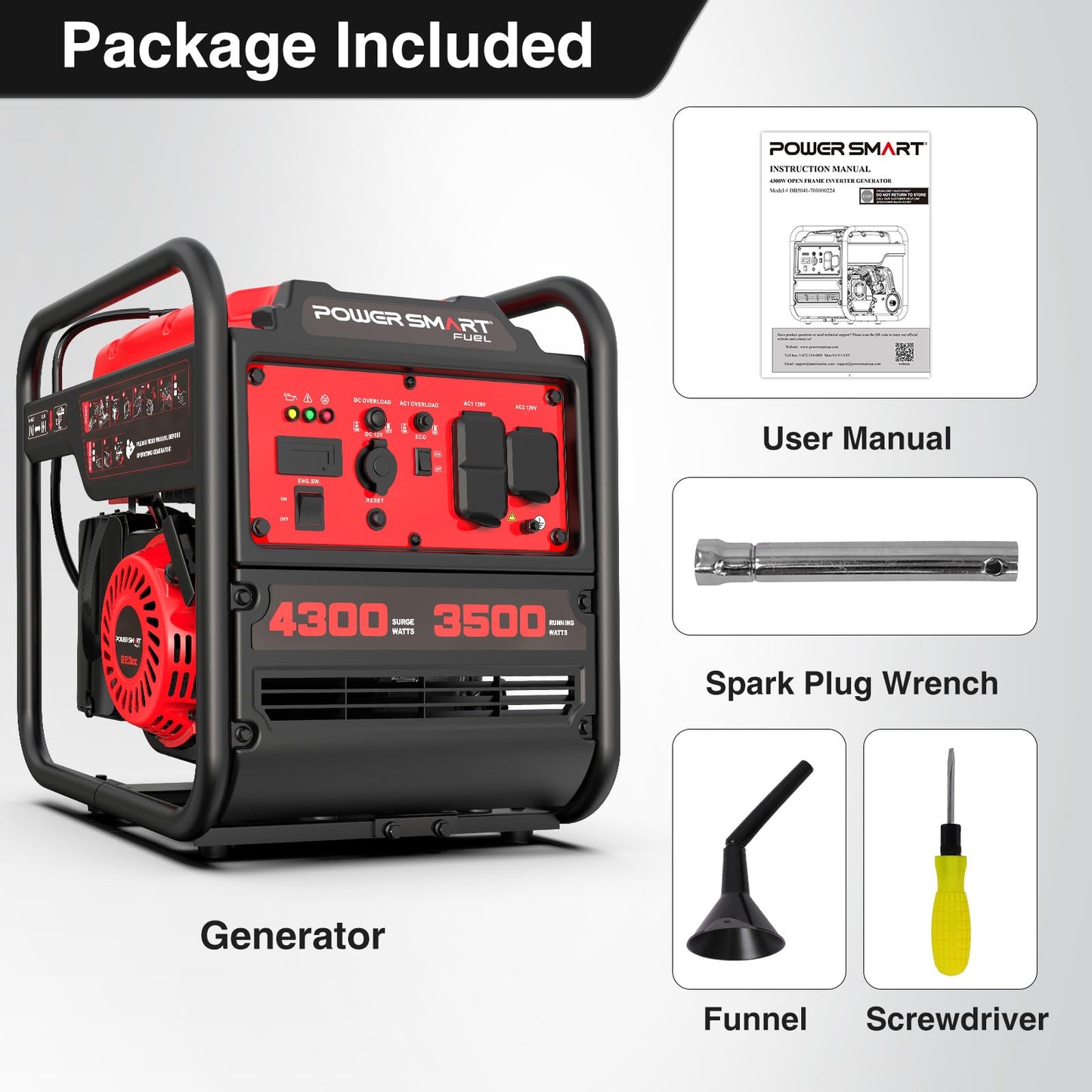 PowerSmart 4300-Watt Portable Generator with Inverter Technology, 30 Amp for Home Use