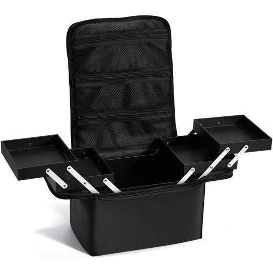 Stagiant Makeup Train Case, Nail Bag Organizer Case, Makeup Box Organizer, 4 Tier Large Travel Makeup Case with Compartments/Shoulder Strap for MUA/Manicure/Tattoo/Eye Lash Extension,Black