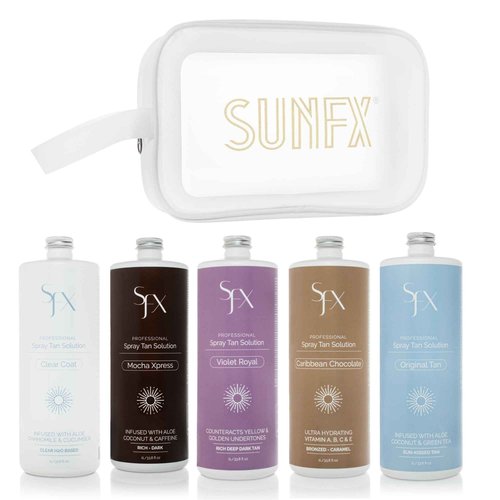 SunFX Post Spray Tan Finishing Powder | Tropical Bursrt | SunFX All Natural Tanning Solution Blend 5 Pack