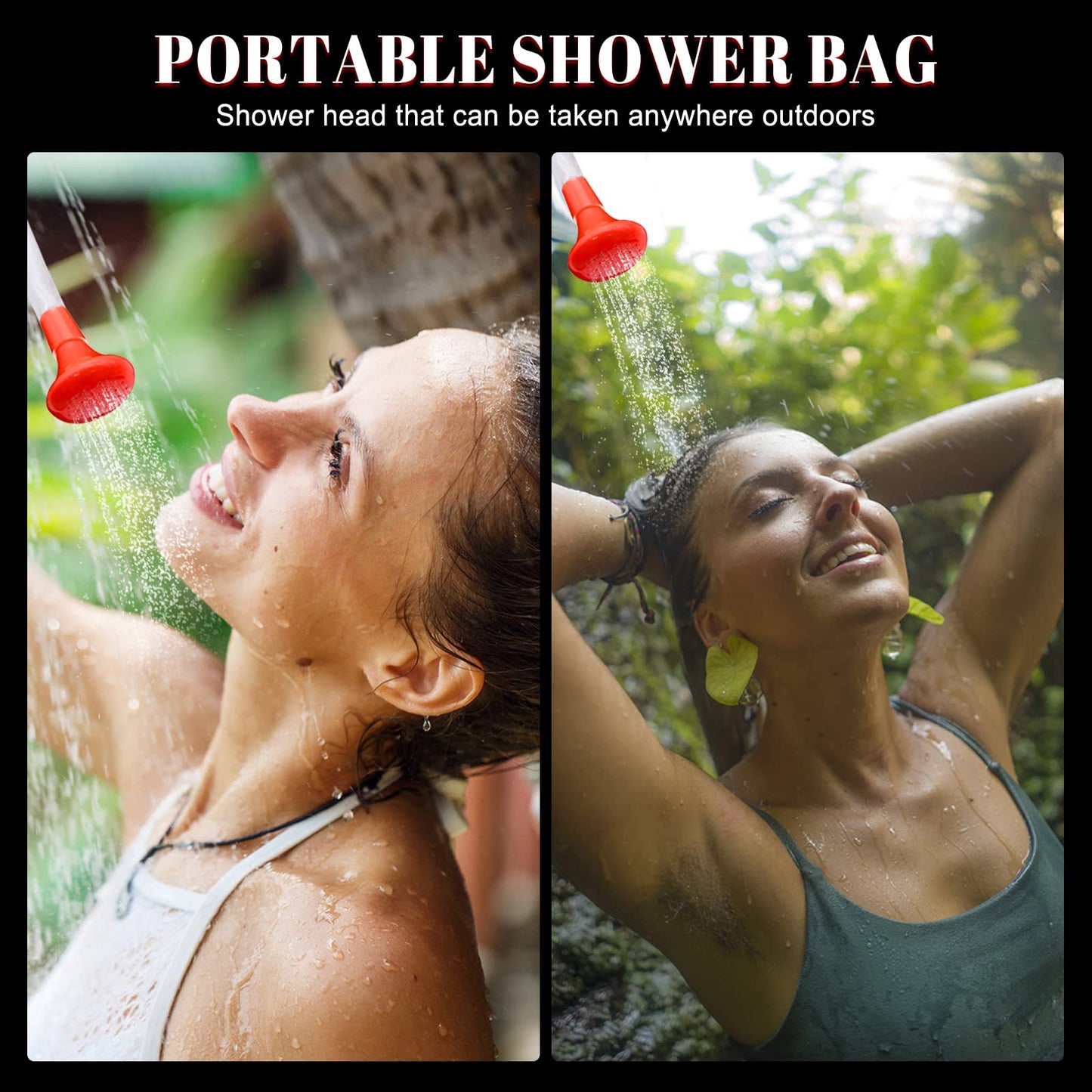 ailker Solar Shower Bag for Camp: 2 Pack 5 Gallons/20L Portable Solar Camping Shower Bag with Removable Hose and On-Off Switchable Shower Head for Camping Beach Swimming Outdoor Traveling