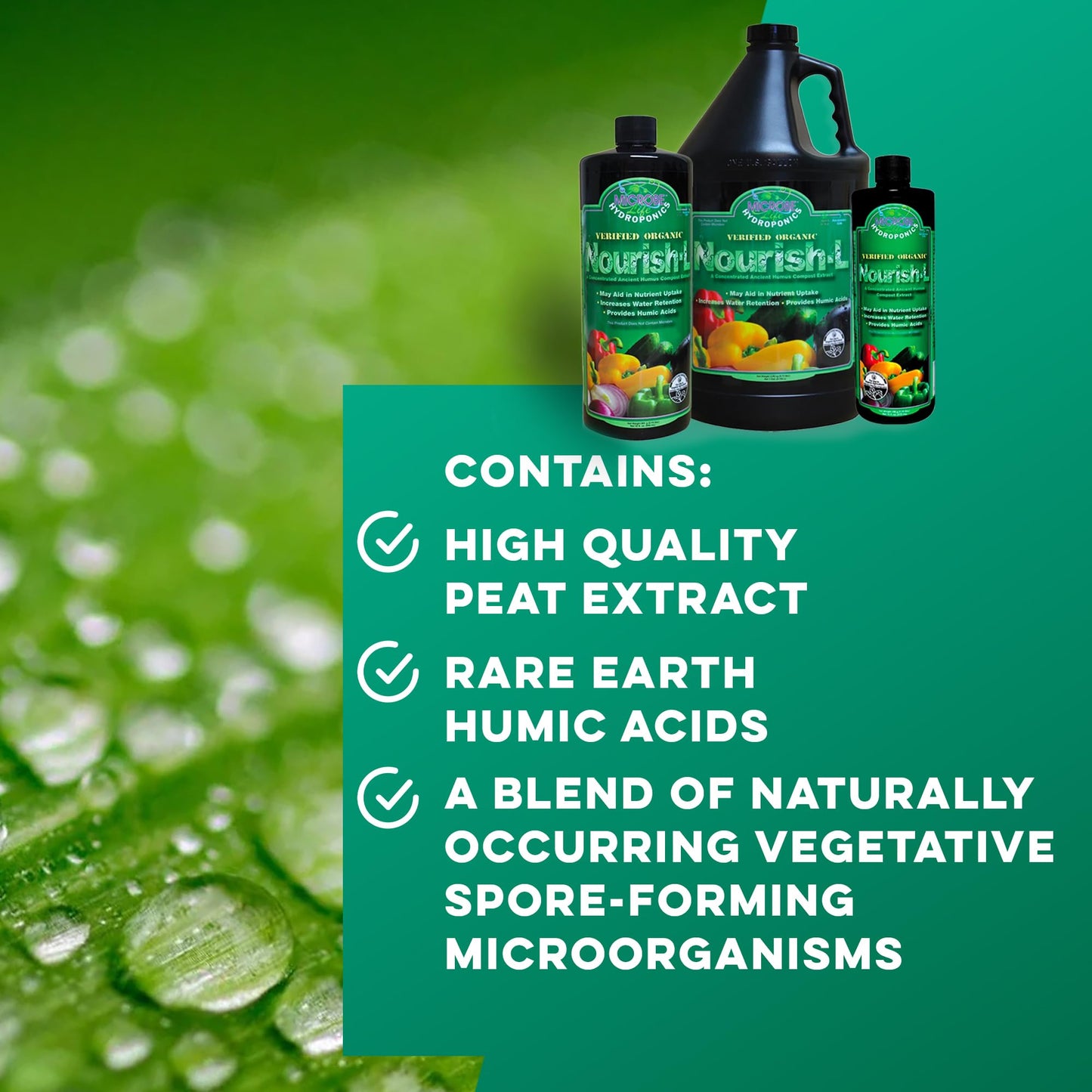 MICROBE LIFE HYDROPONICS Nourish-L Liquid Fertilizer, Stimulator to Enhance Plant Nutrient Absorption for Fruits & Vegetables, Use with Any Feeding Systems Including Hydroponics or Soil, 32 Ounces