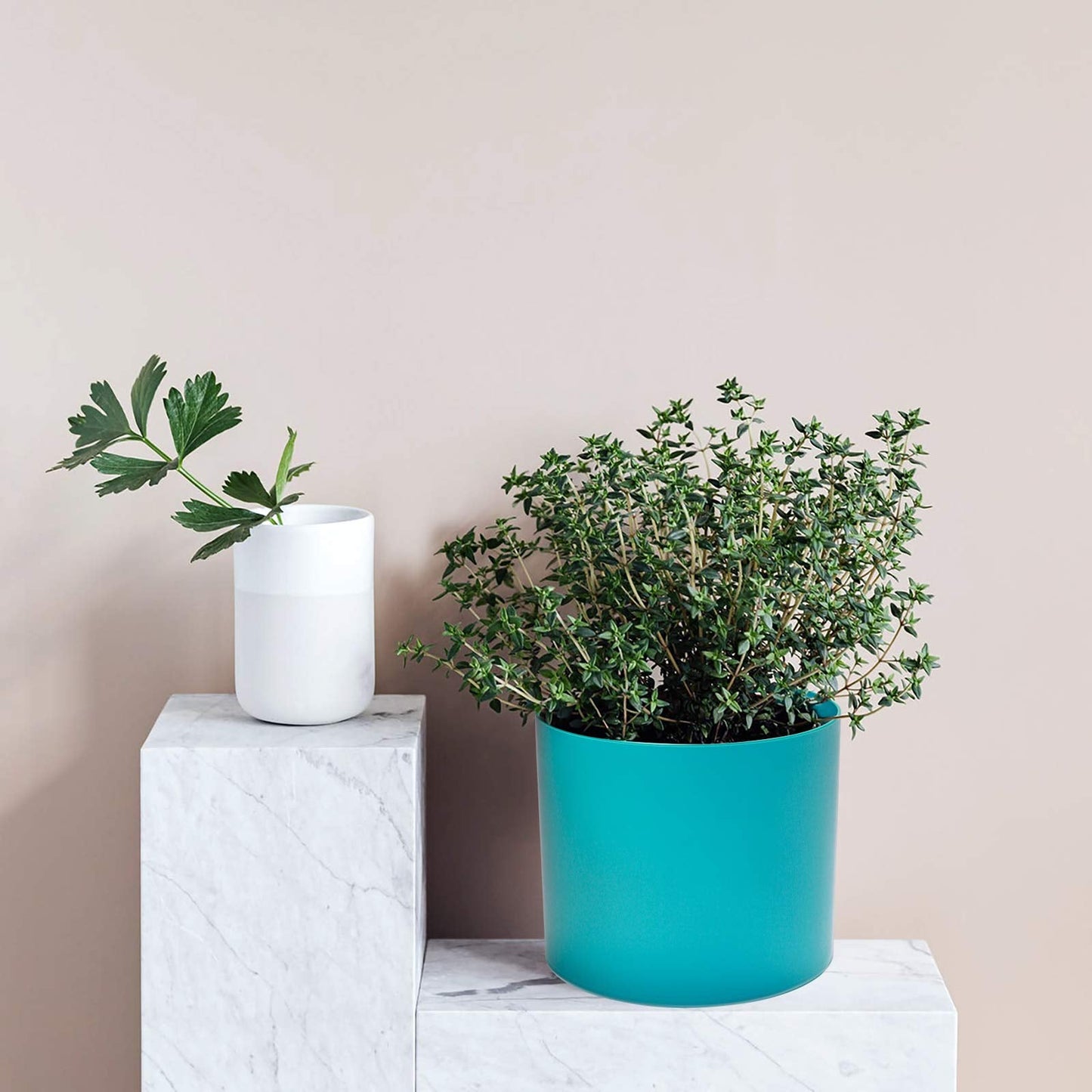 AISHN Plastic Planters, 8/10 Inch Plant Pot, Outdoor Modern Decorative Plastic Pots with Drainage Hole for House Plants, Succulents, Flowers, and Cactus.(Blue)