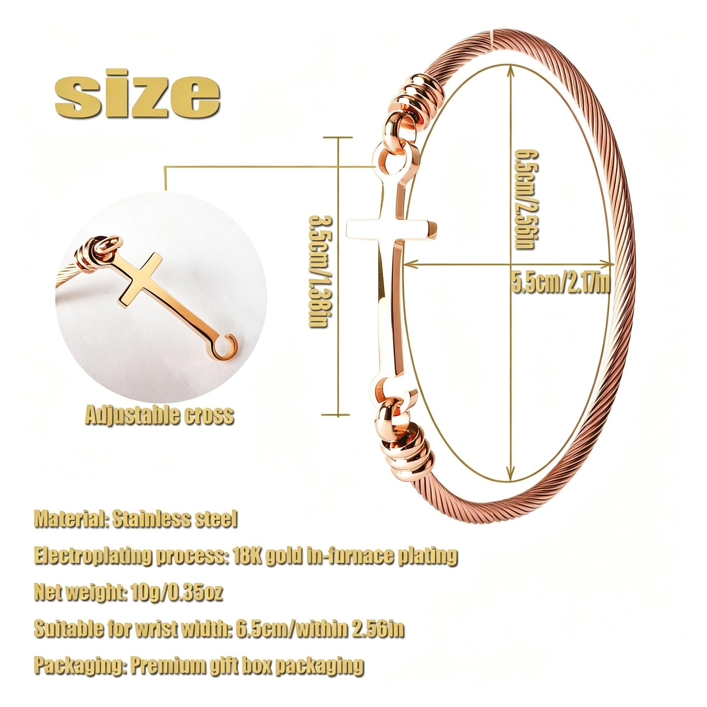 DS Religious Gift for Her Christian Cross Bracelet Bible Verse God is Within Her She Will Not Fall Inspirational Bracelets For Women Stainless Steel Jewelry Gift To Daughter Best Friend (Cross bracelet-Rose Gold 4)